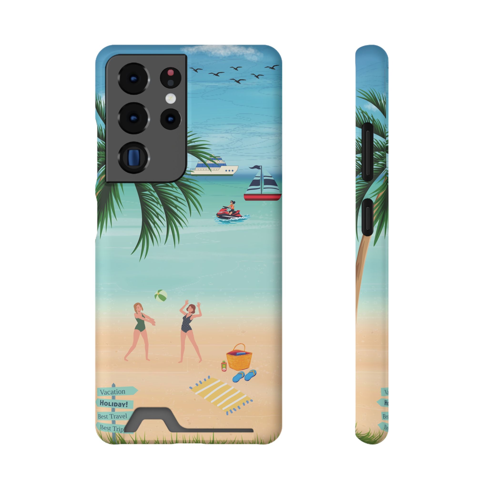 Beach Phone Case With Card Holder
