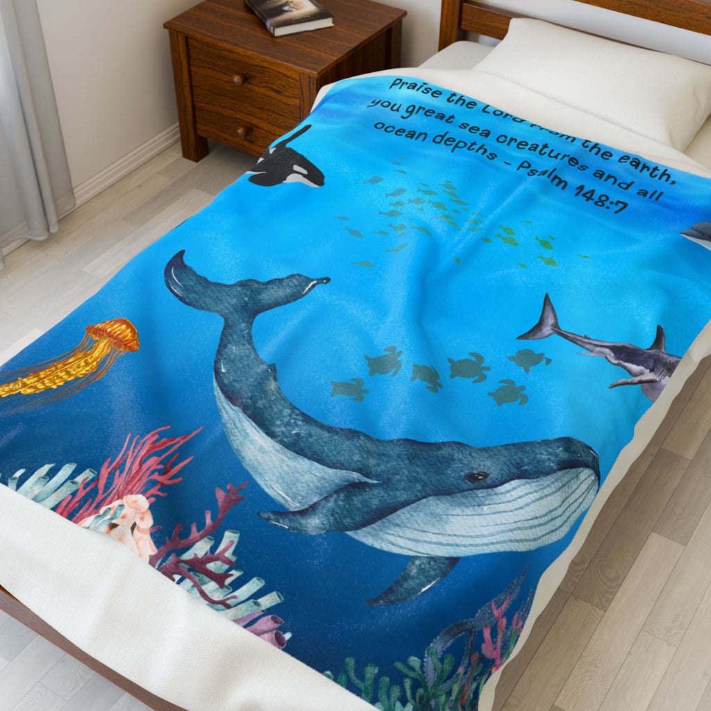 Ocean Plush Blanket (Psalm 148:7)