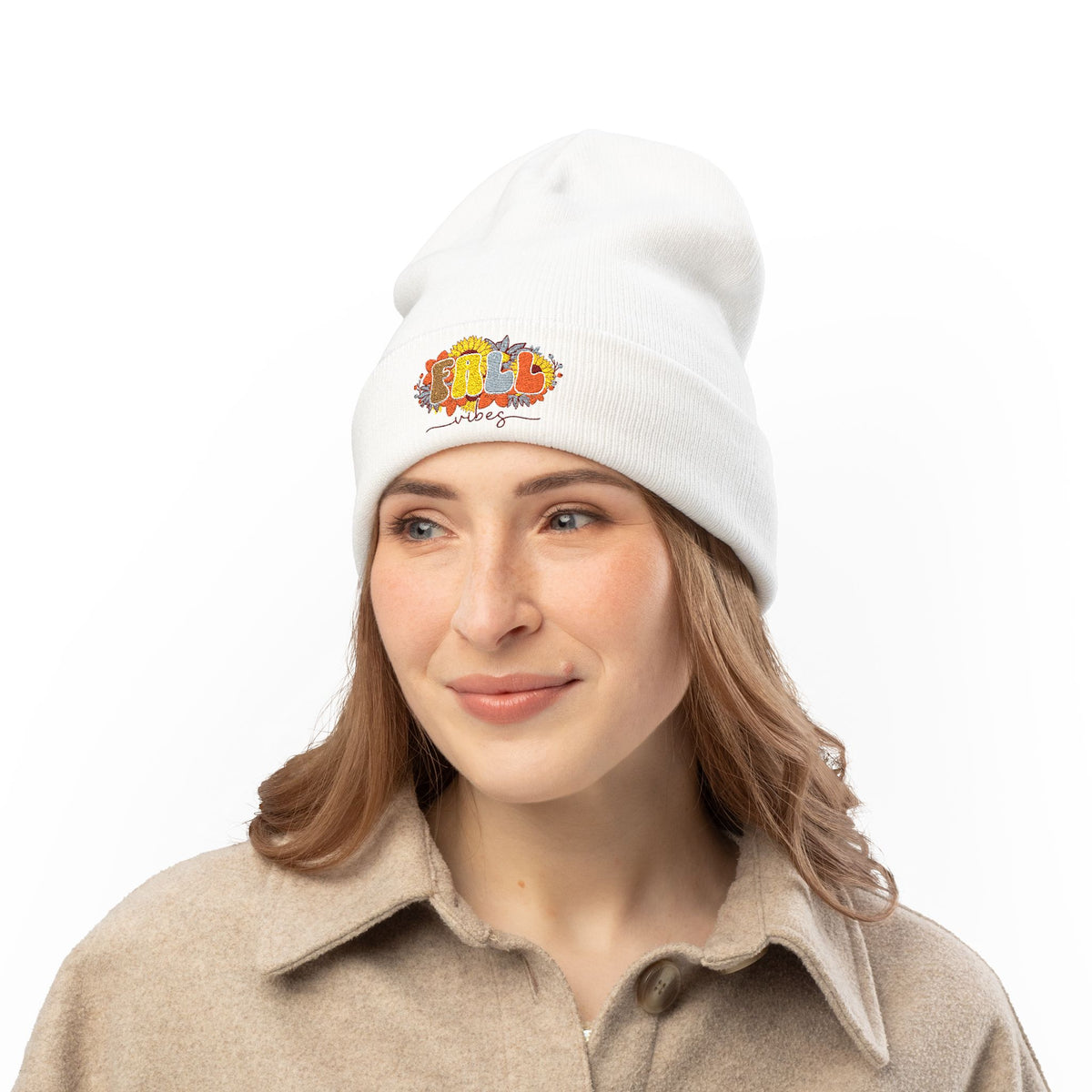 Fall Floral Embroidered Beanie