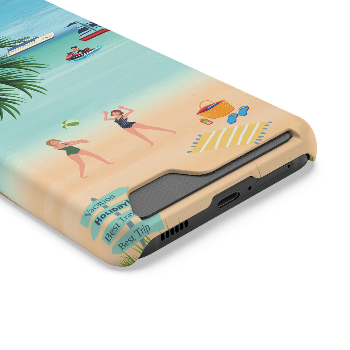 Beach Phone Case With Card Holder