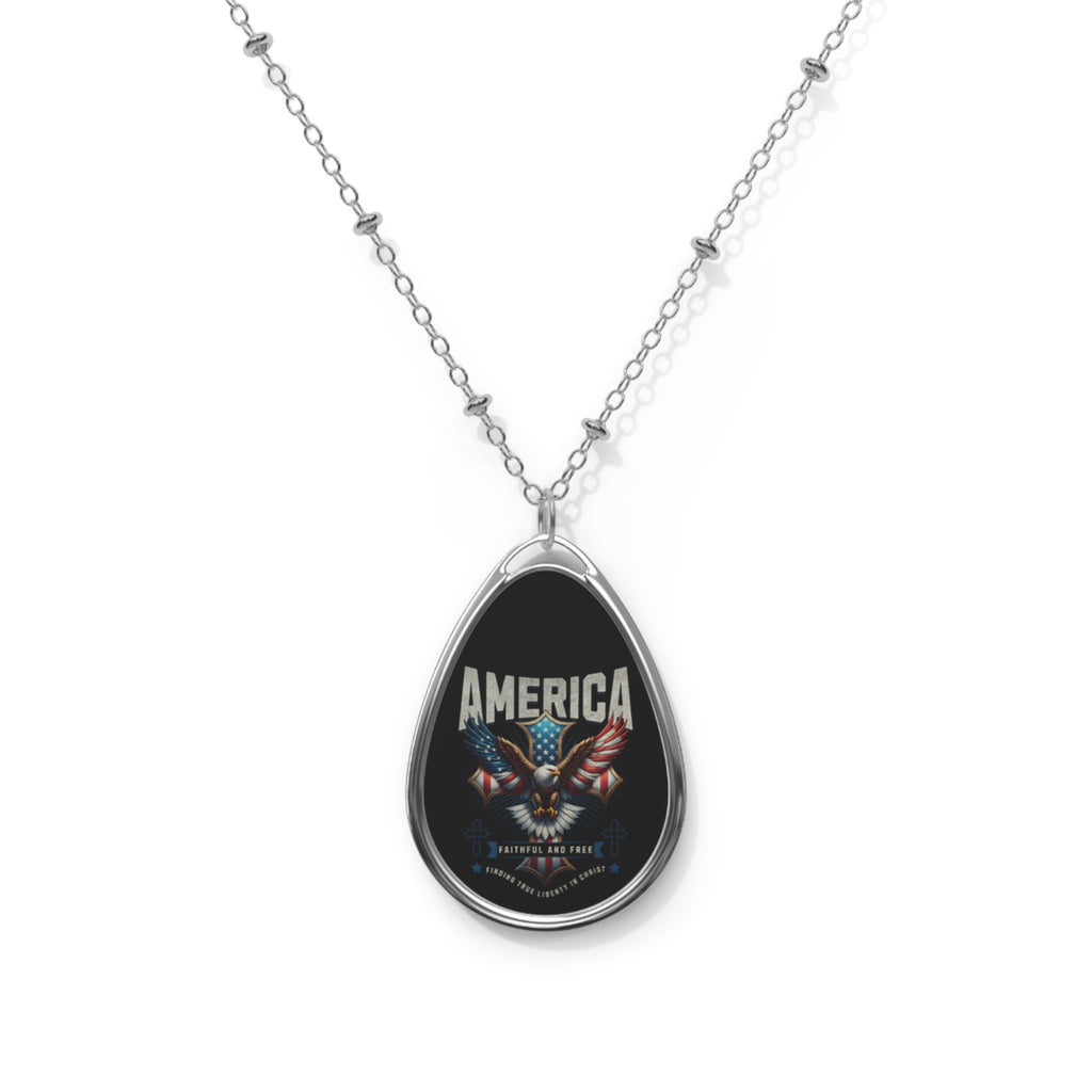 America Eagle Oval Necklace