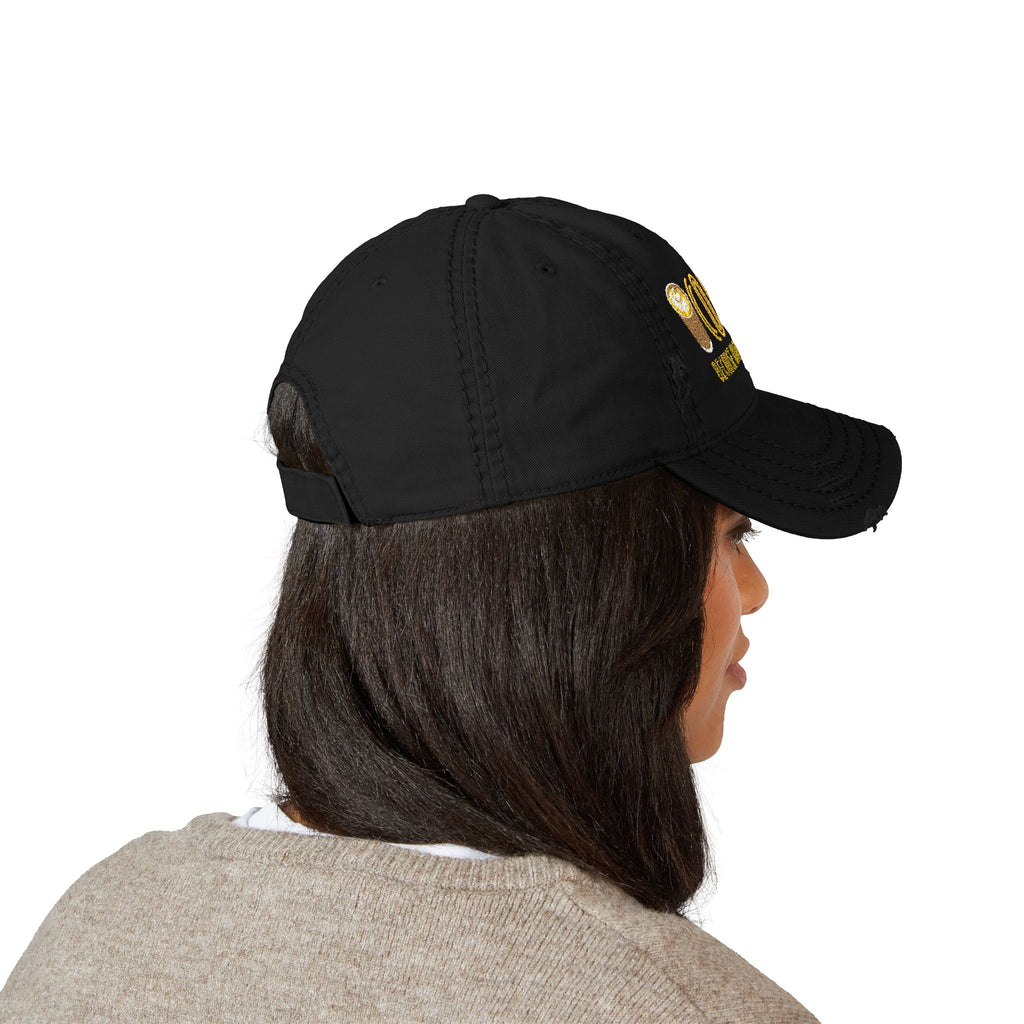 Coffee Distressed Embroidered Hat