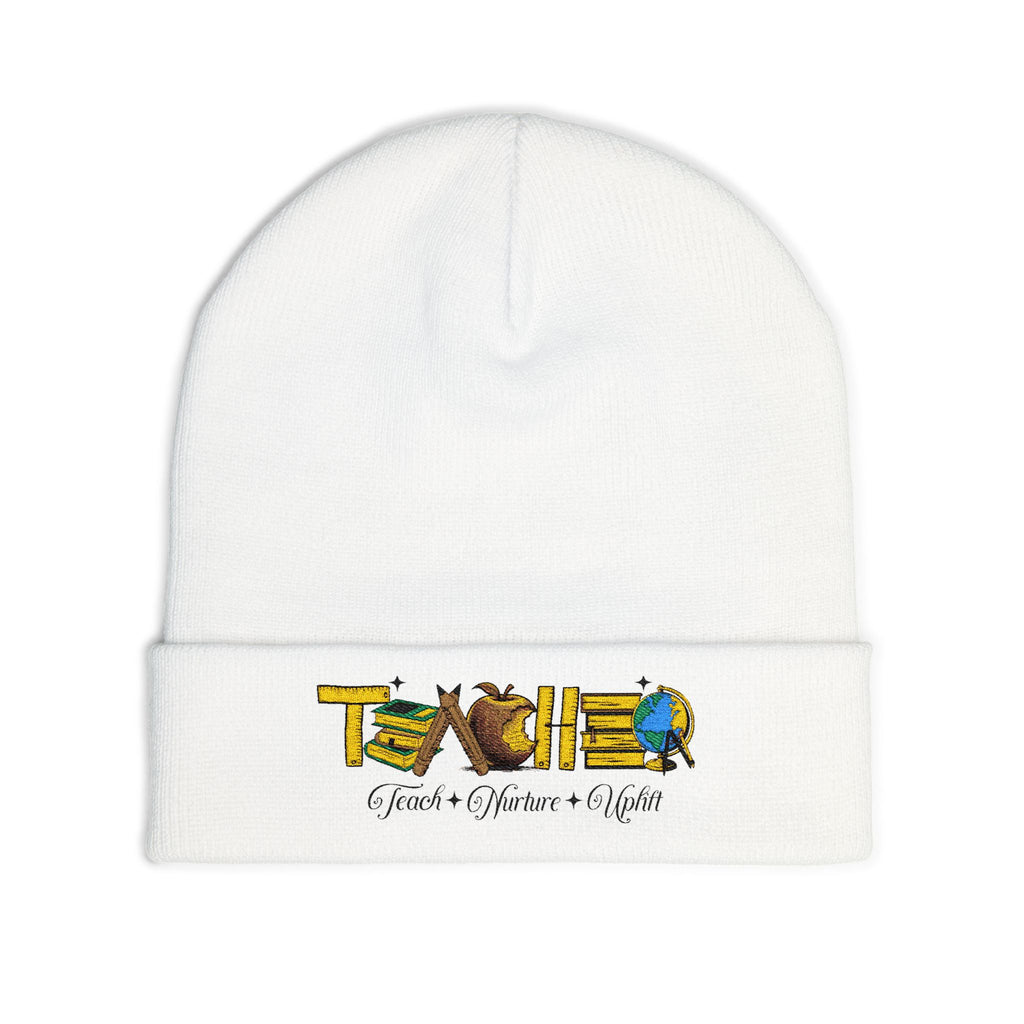 Teacher Embroidered Knit Beanie