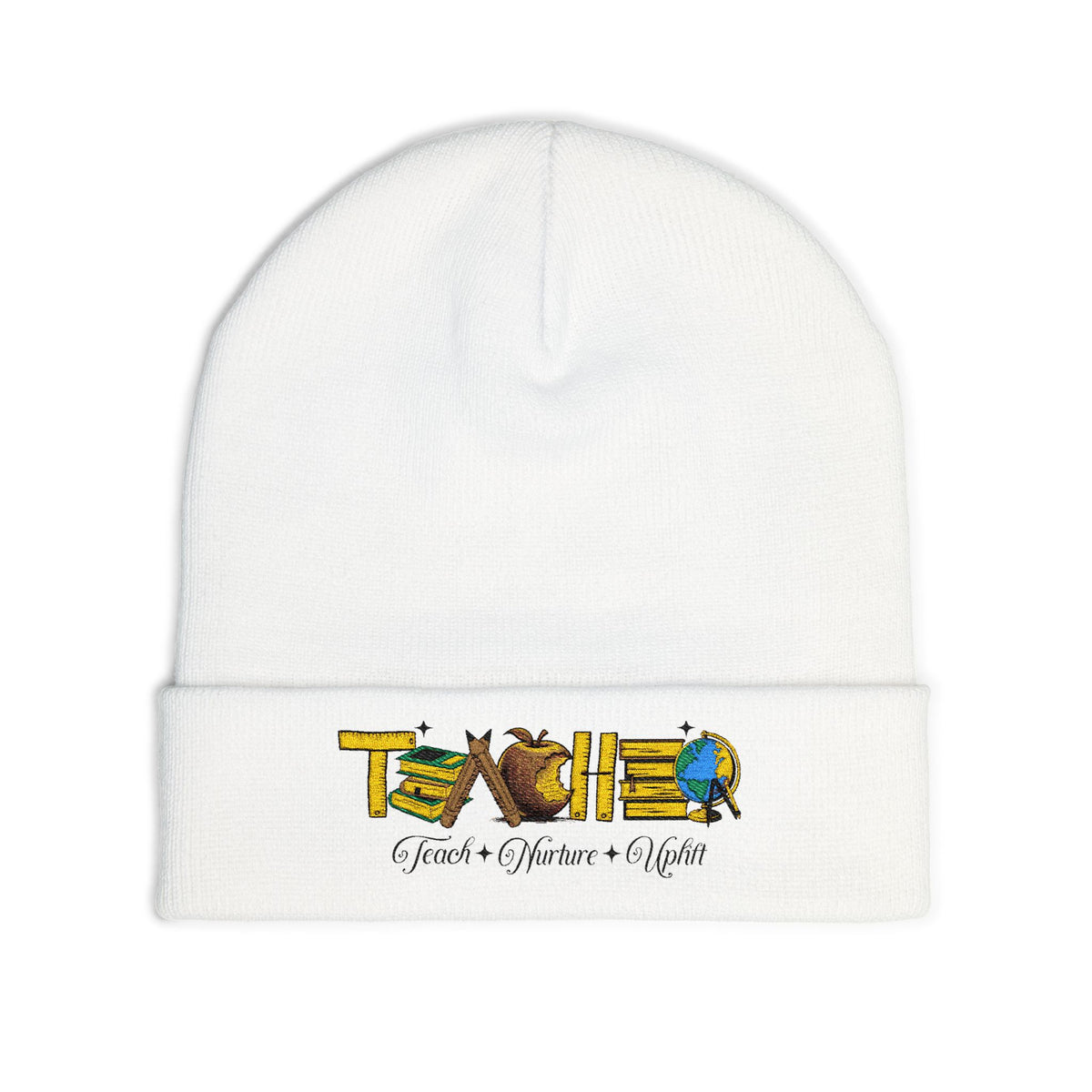 Teacher Embroidered Knit Beanie