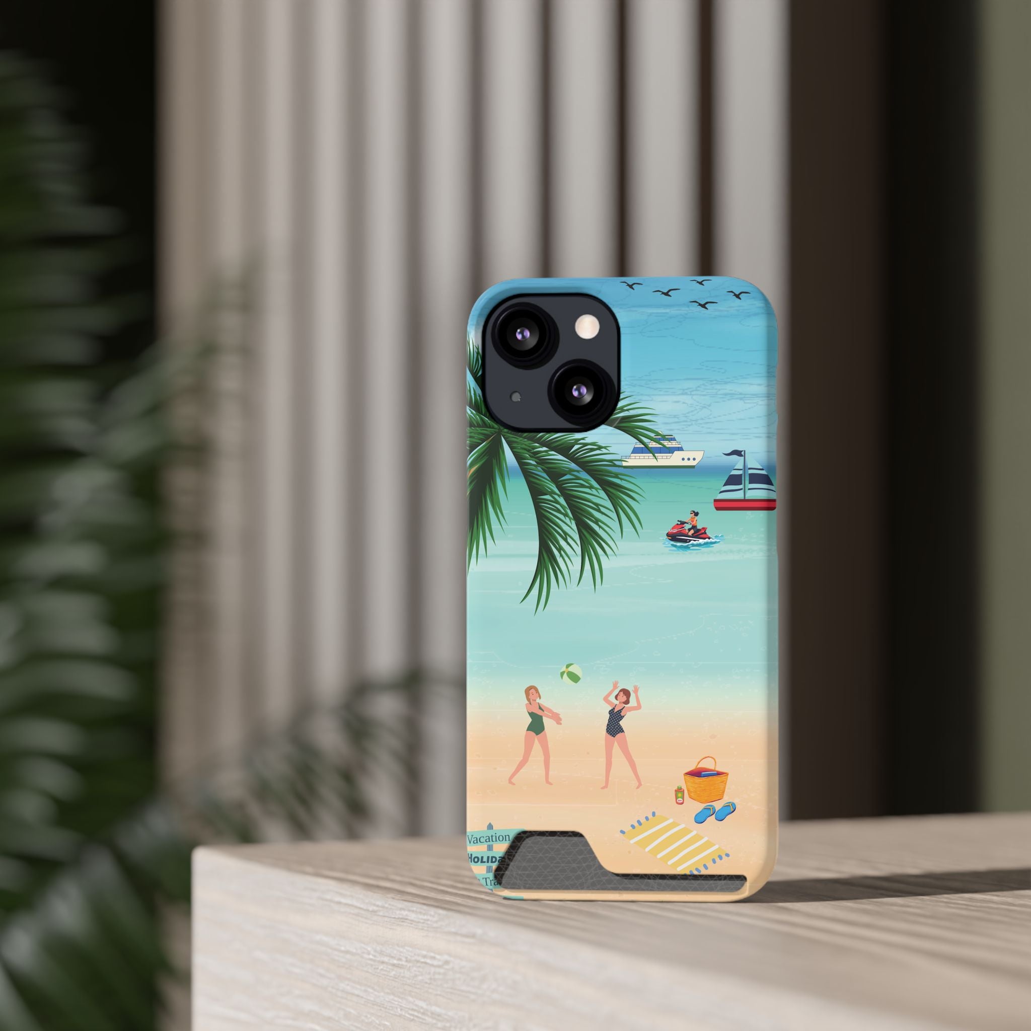 Beach Phone Case With Card Holder