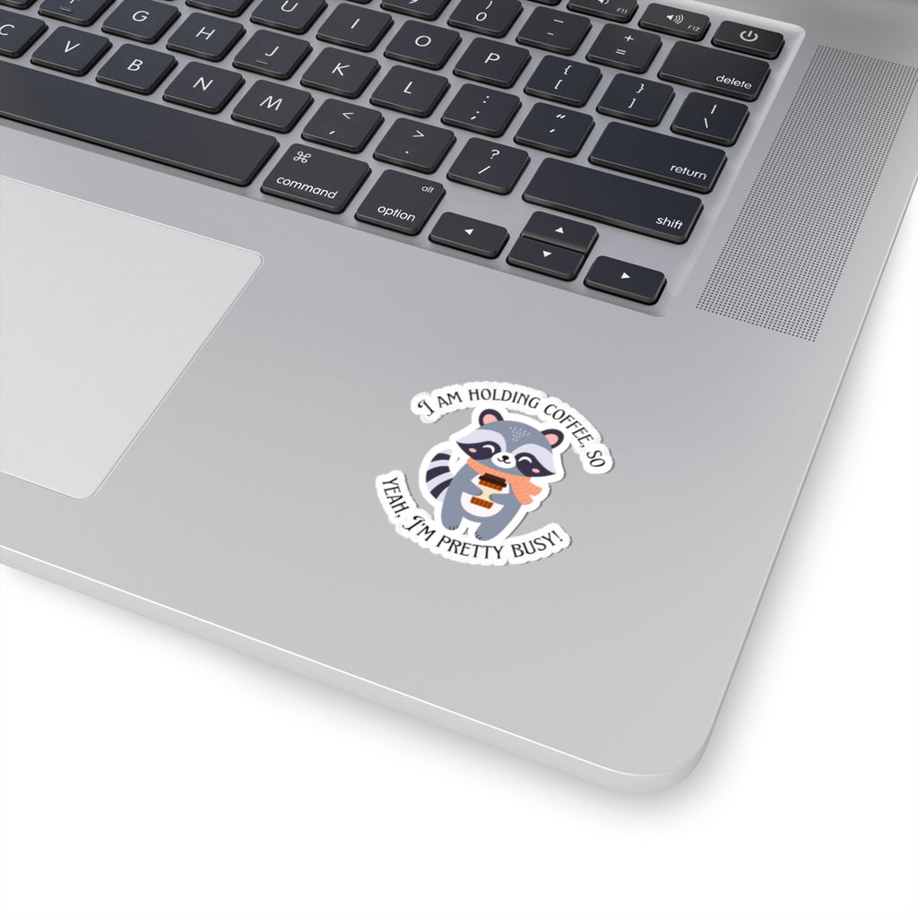 Raccoon Holding Coffee Sticker