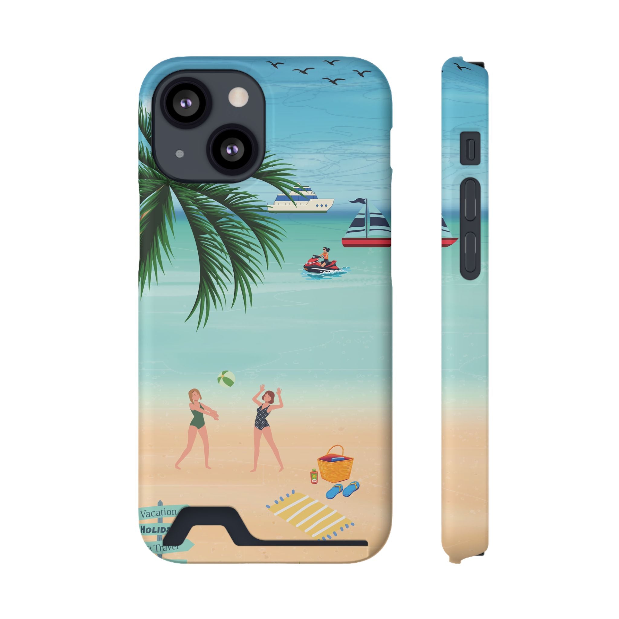 Beach Phone Case With Card Holder