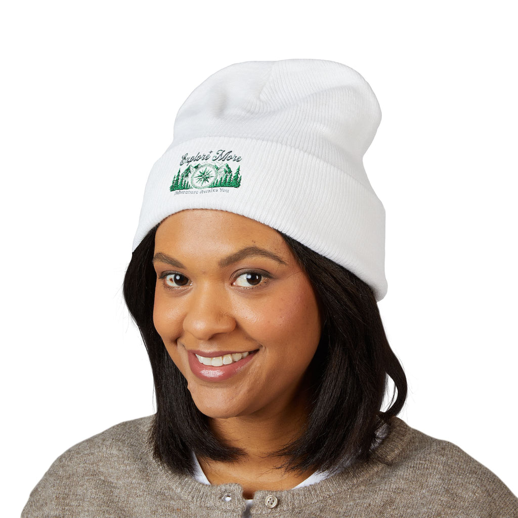 'Explore More' Embroidered Forest Beanie