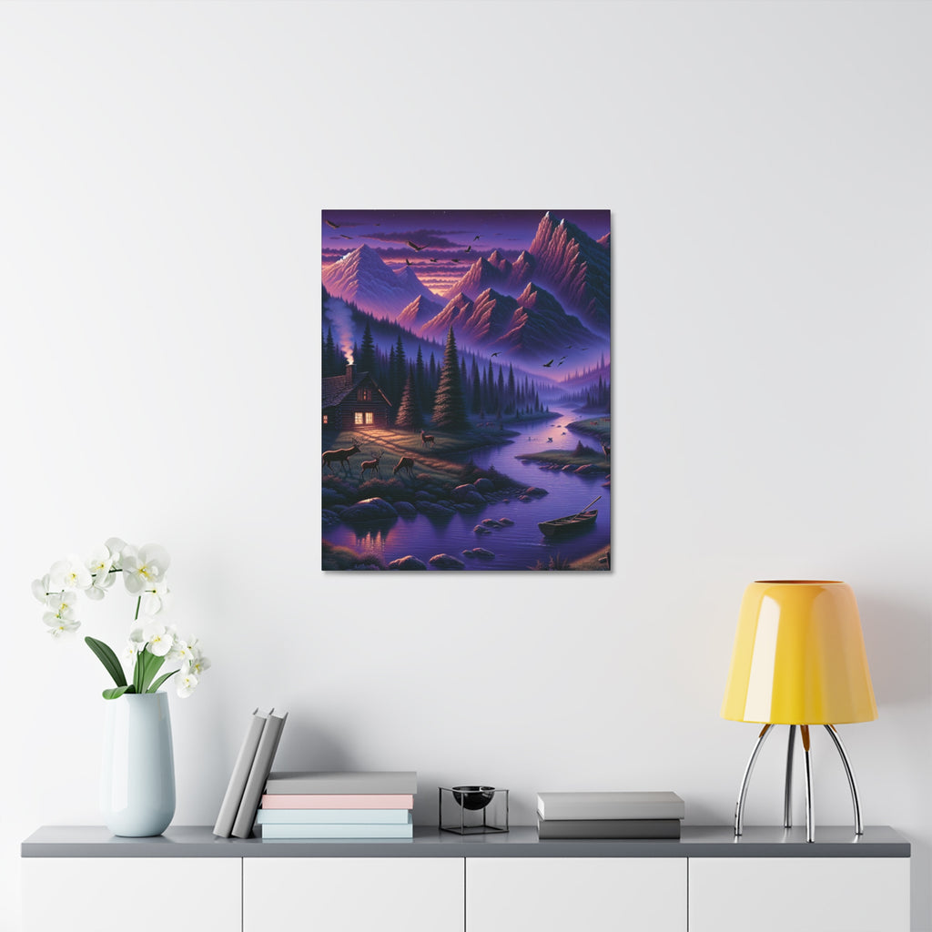 Mountain Lake Cabin Canvas