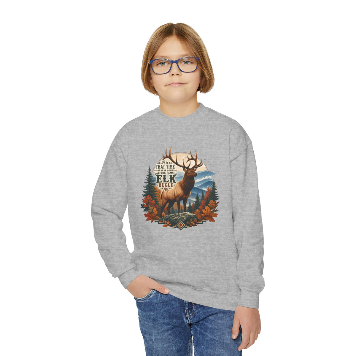 Elk Bugle Youth Crewneck