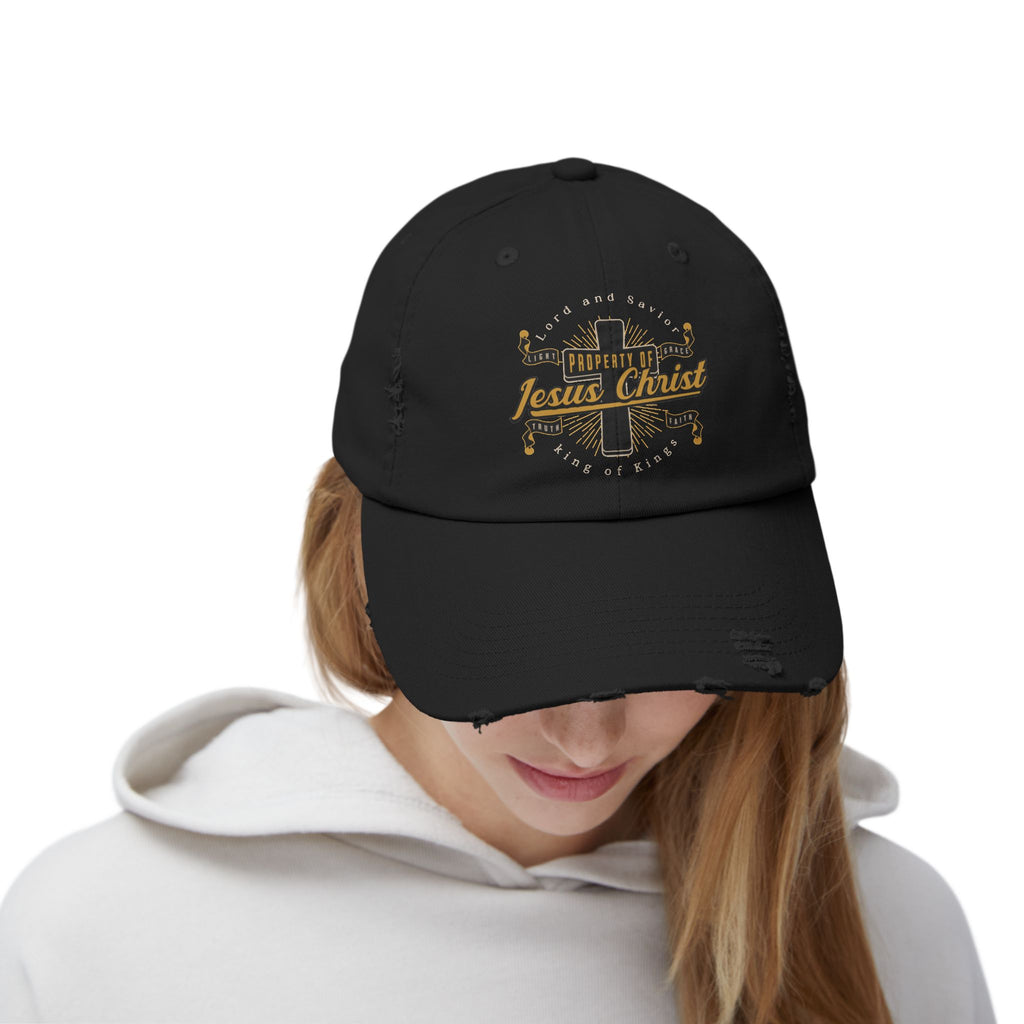 "Property of Jesus Christ" Distressed Baseball Cap