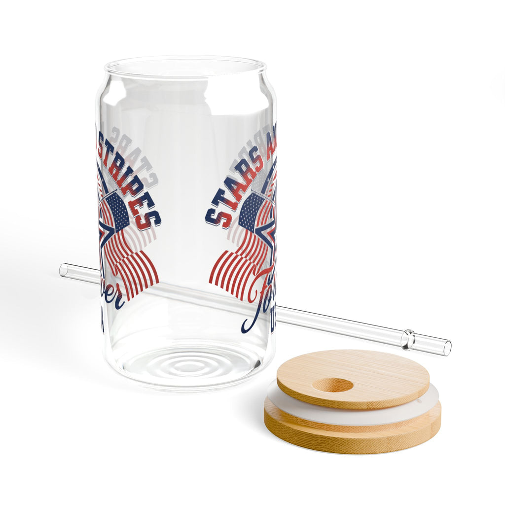 Stars and Stripes Sipper Glass w/Straw (16oz.)