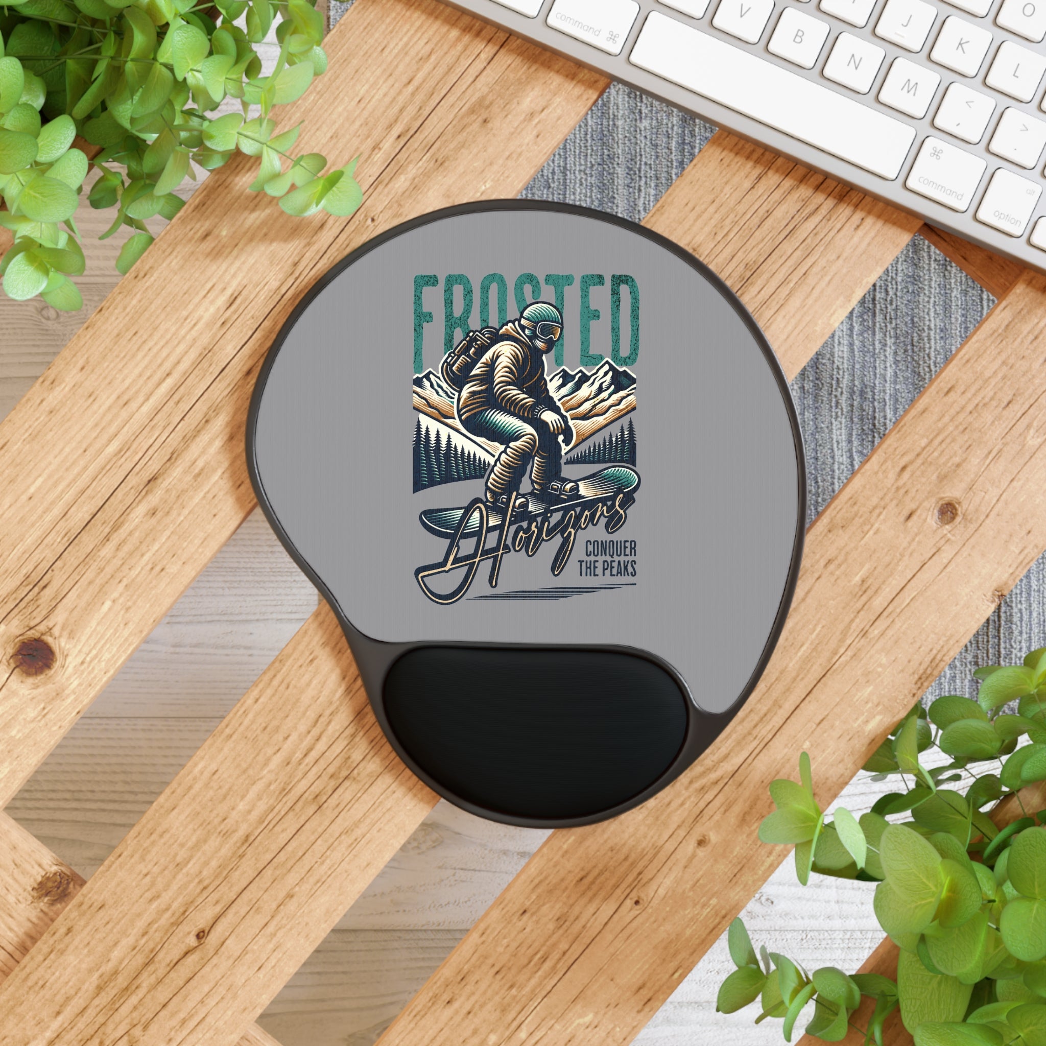 Frosted Horizons Snowboarder Mouse Pad with Wrist Rest