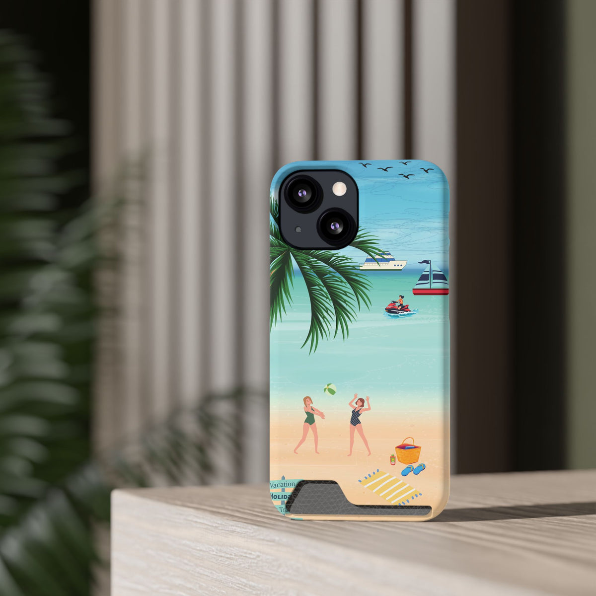 Beach Phone Case With Card Holder