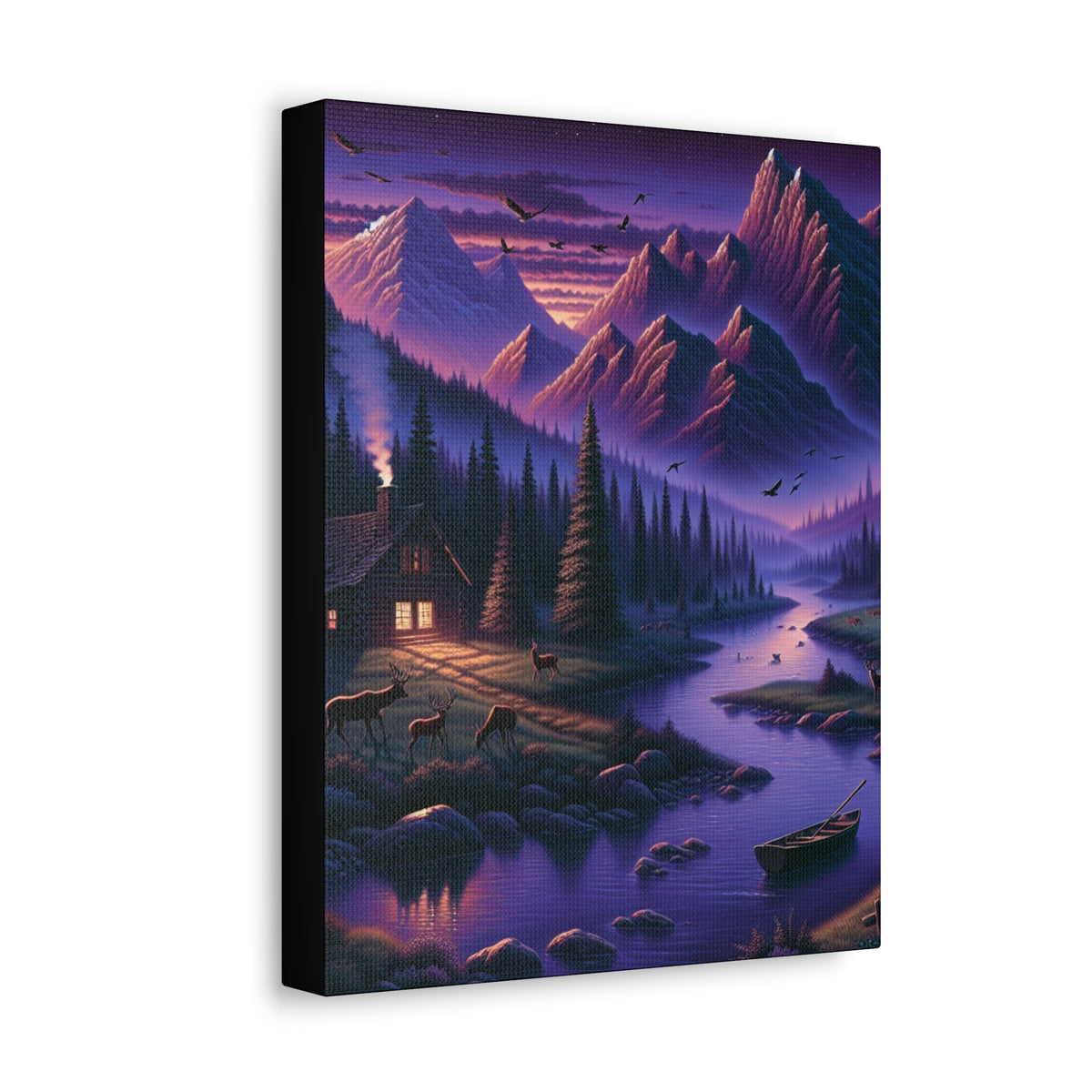 Mountain Lake Cabin Canvas