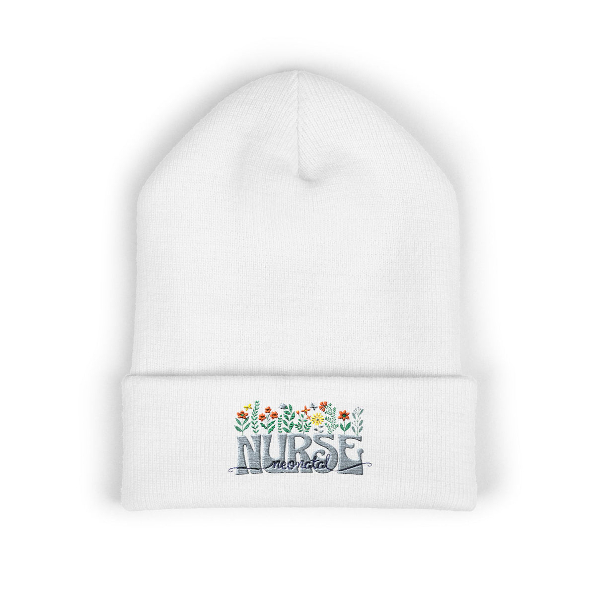 Nurse Floral Embroidered Beanie