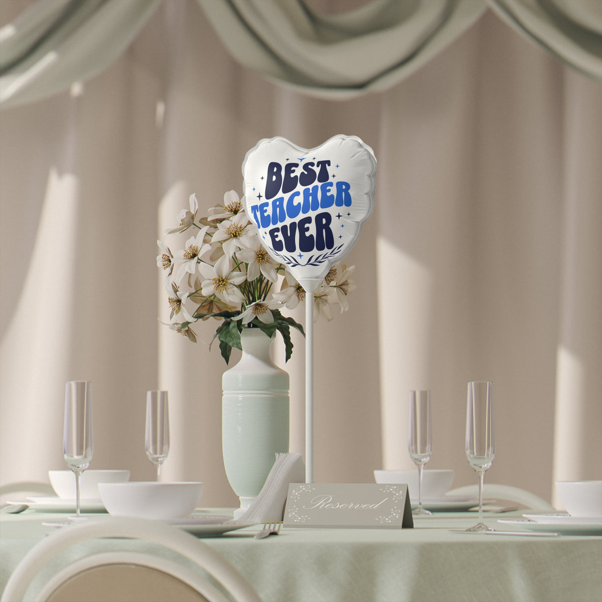 Best Teacher Ever Heart Balloon — 6"