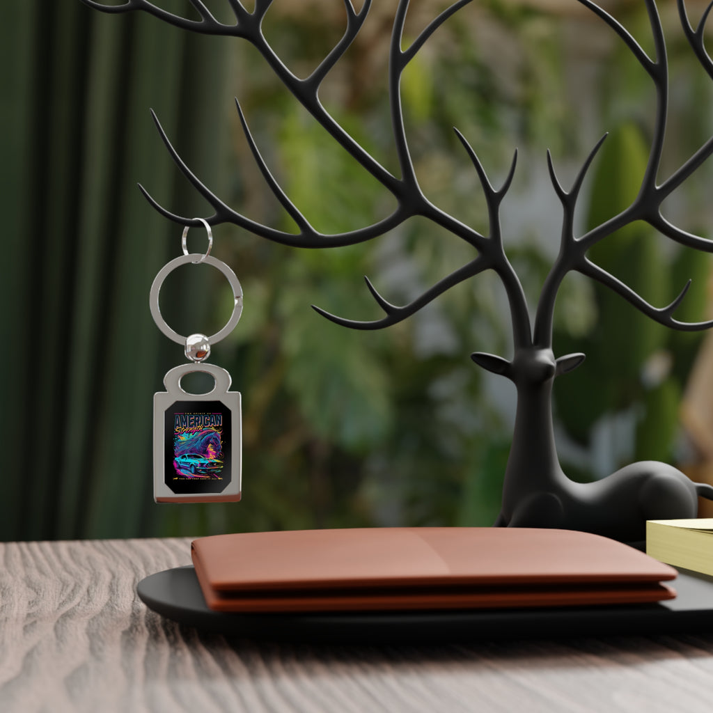 Neon Retro Muscle Car Keychain