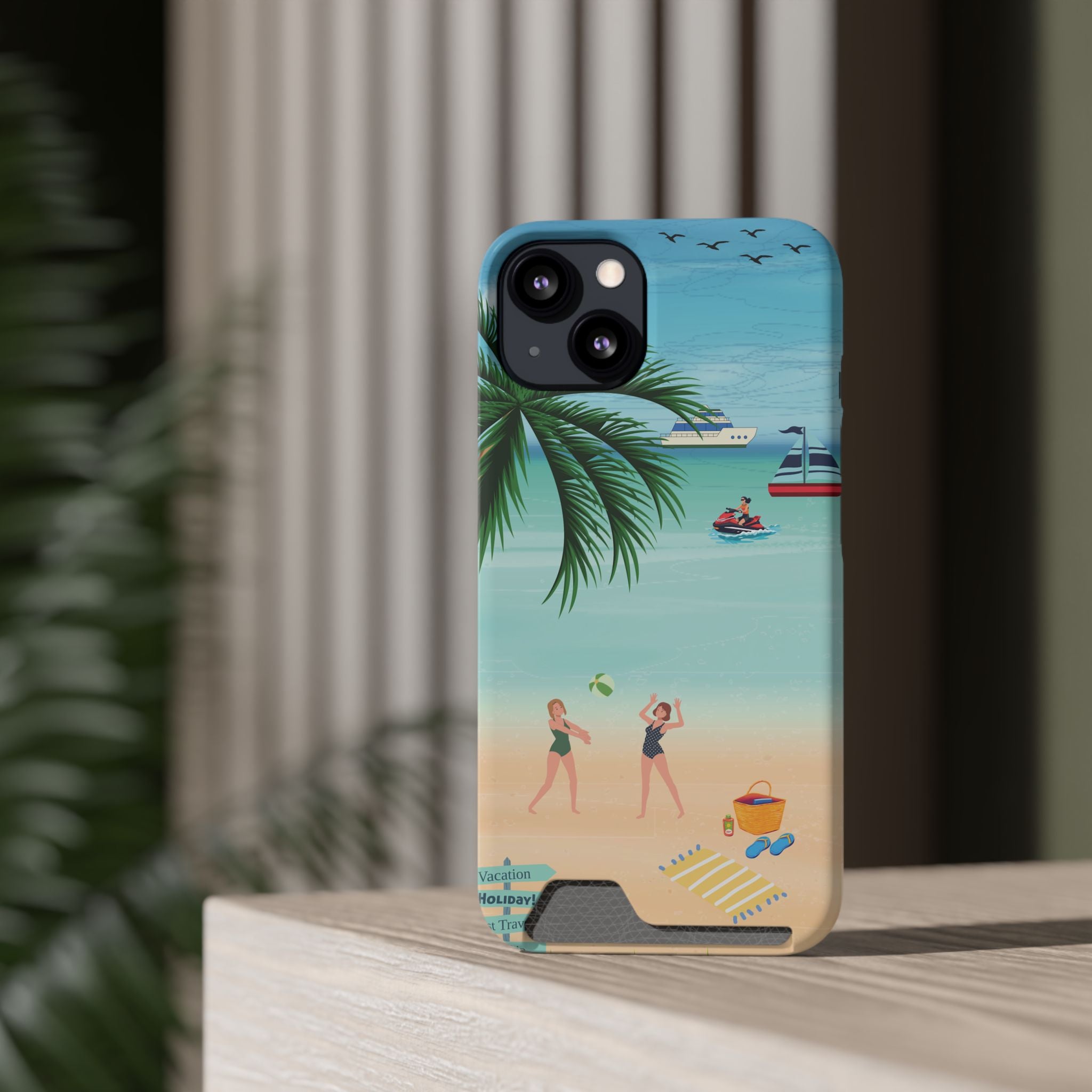 Beach Phone Case With Card Holder