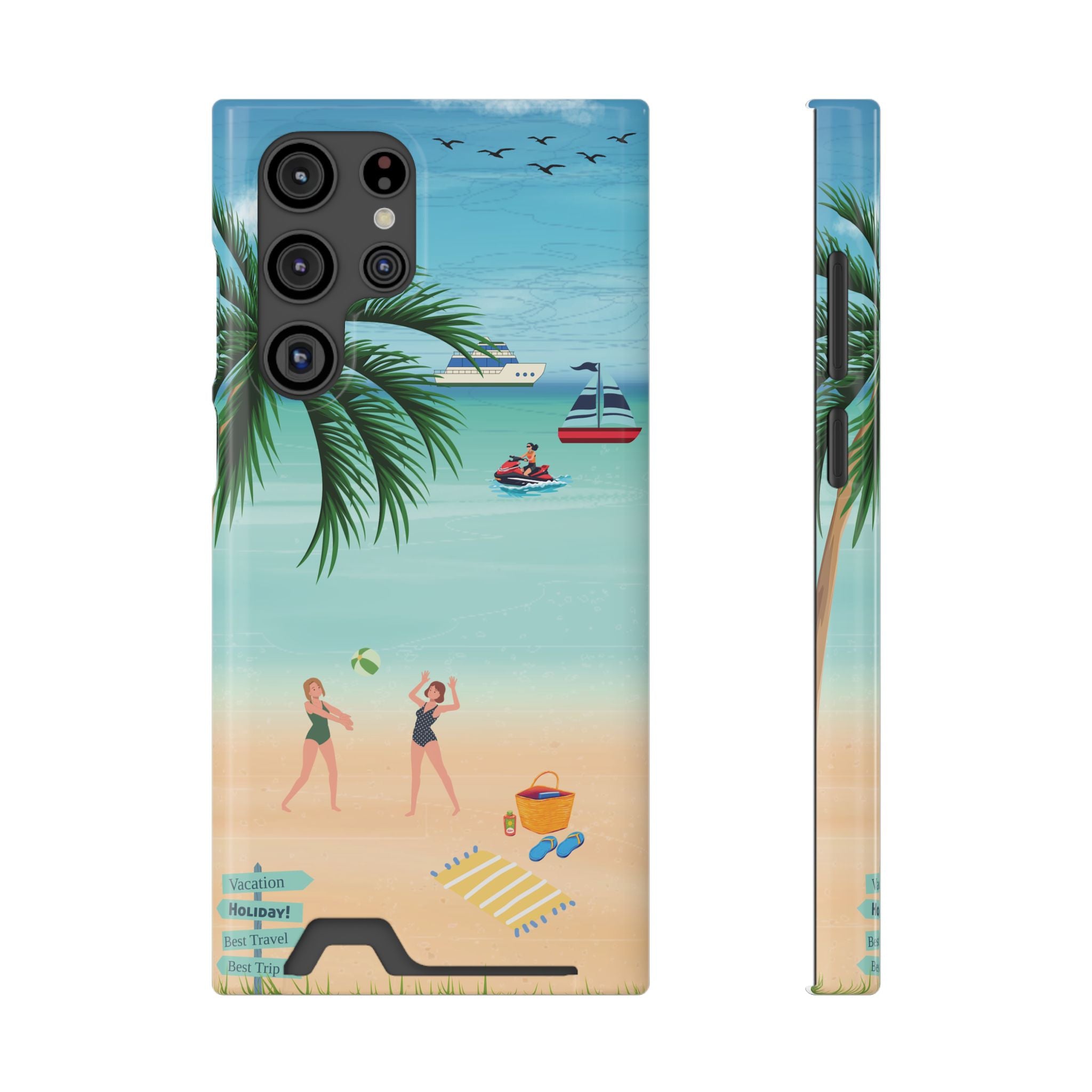 Beach Phone Case With Card Holder