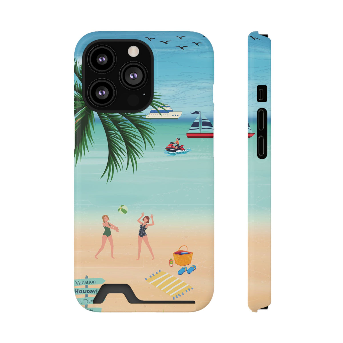 Beach Phone Case With Card Holder