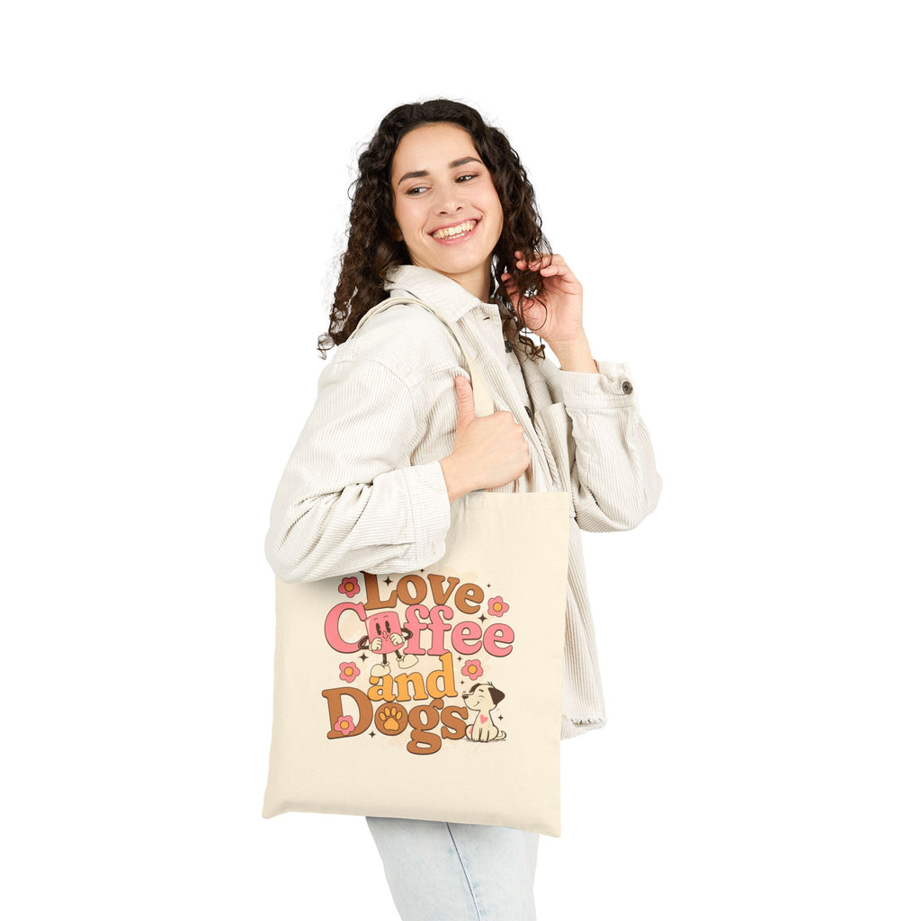 "I Love Coffee and Dogs" Canvas Market Tote