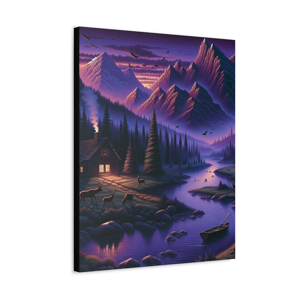 Mountain Lake Cabin Canvas