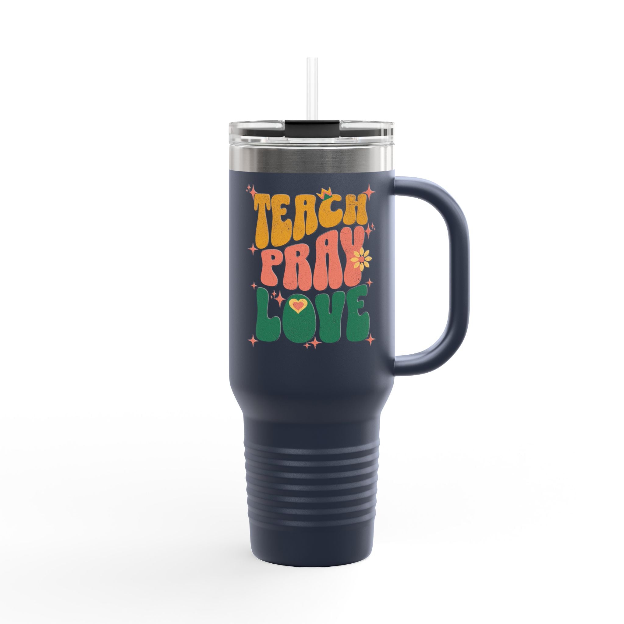 "Teach Pray Love" Retro Floral Tumbler (40oz.)