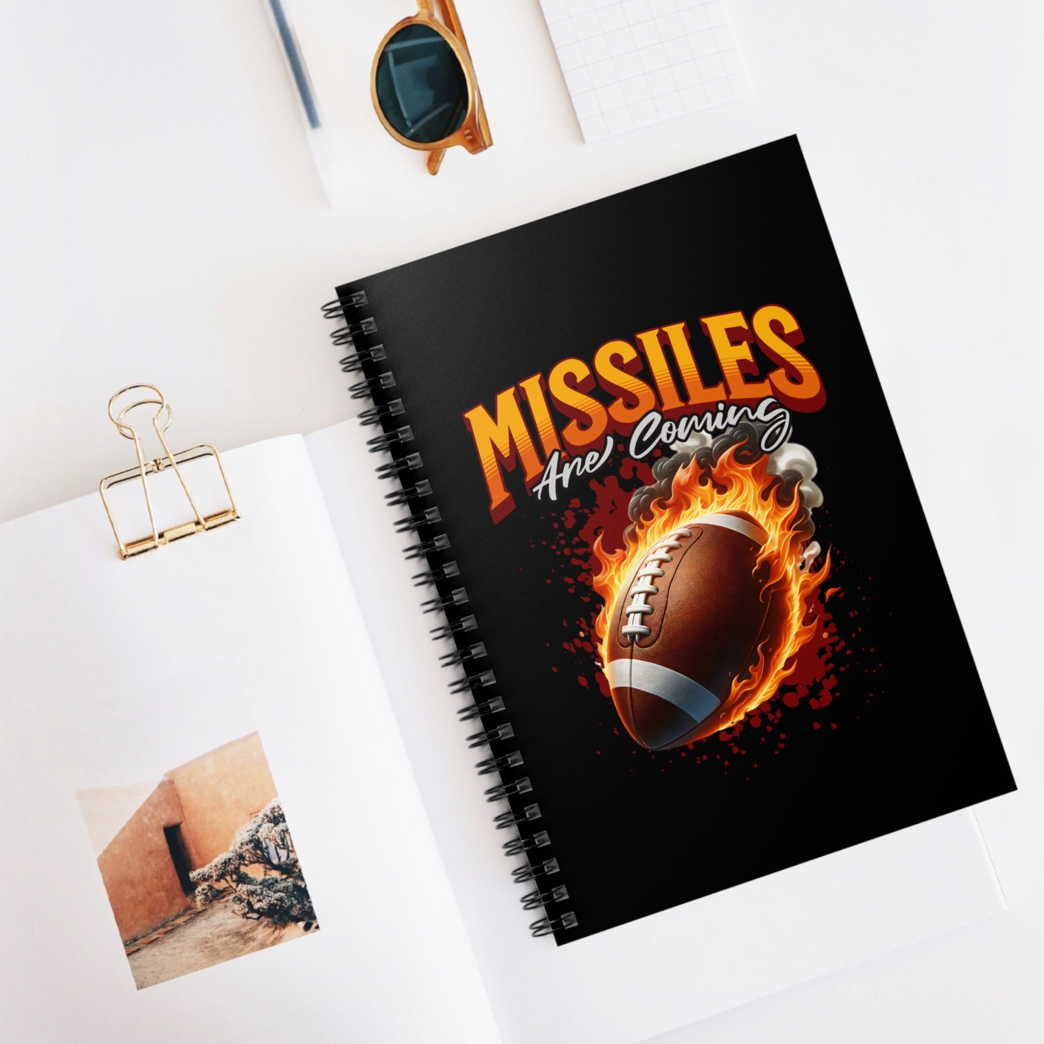 "Missiles Are Coming" Flaming Football Spiral Notebook