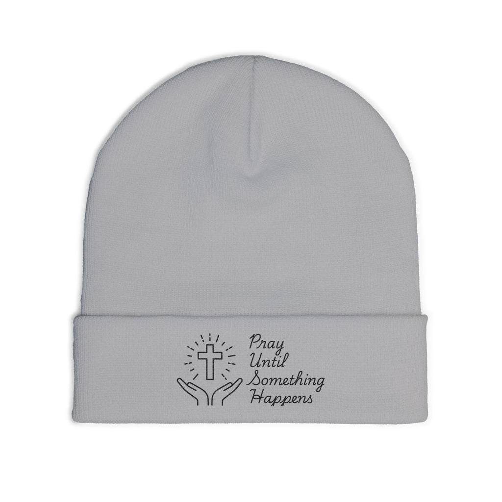 'Pray Until Something Happens' Embroidered Knit Beanie