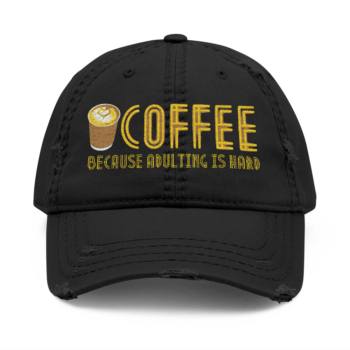 Coffee Distressed Embroidered Hat