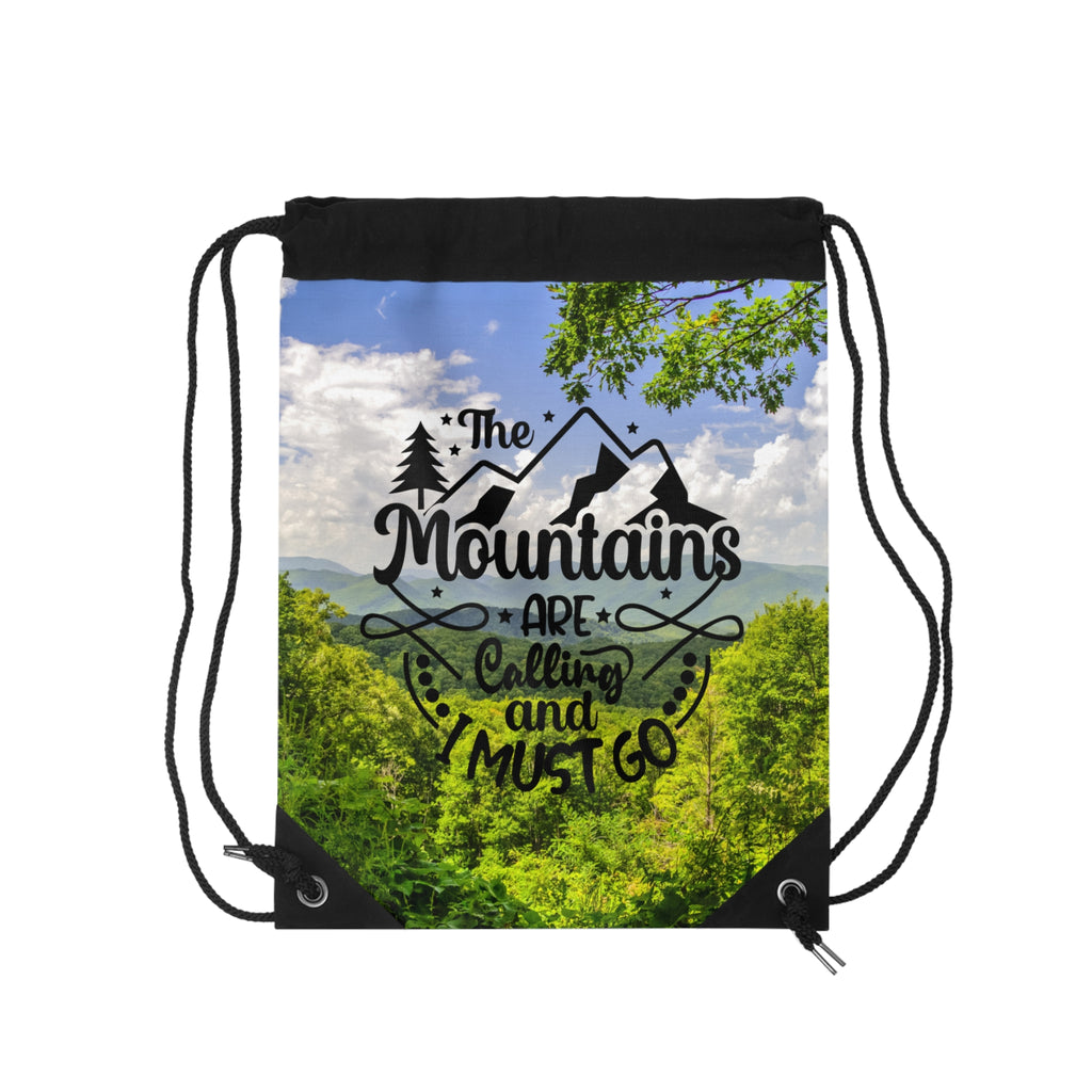 Mountains Are Calling Drawstring Bag