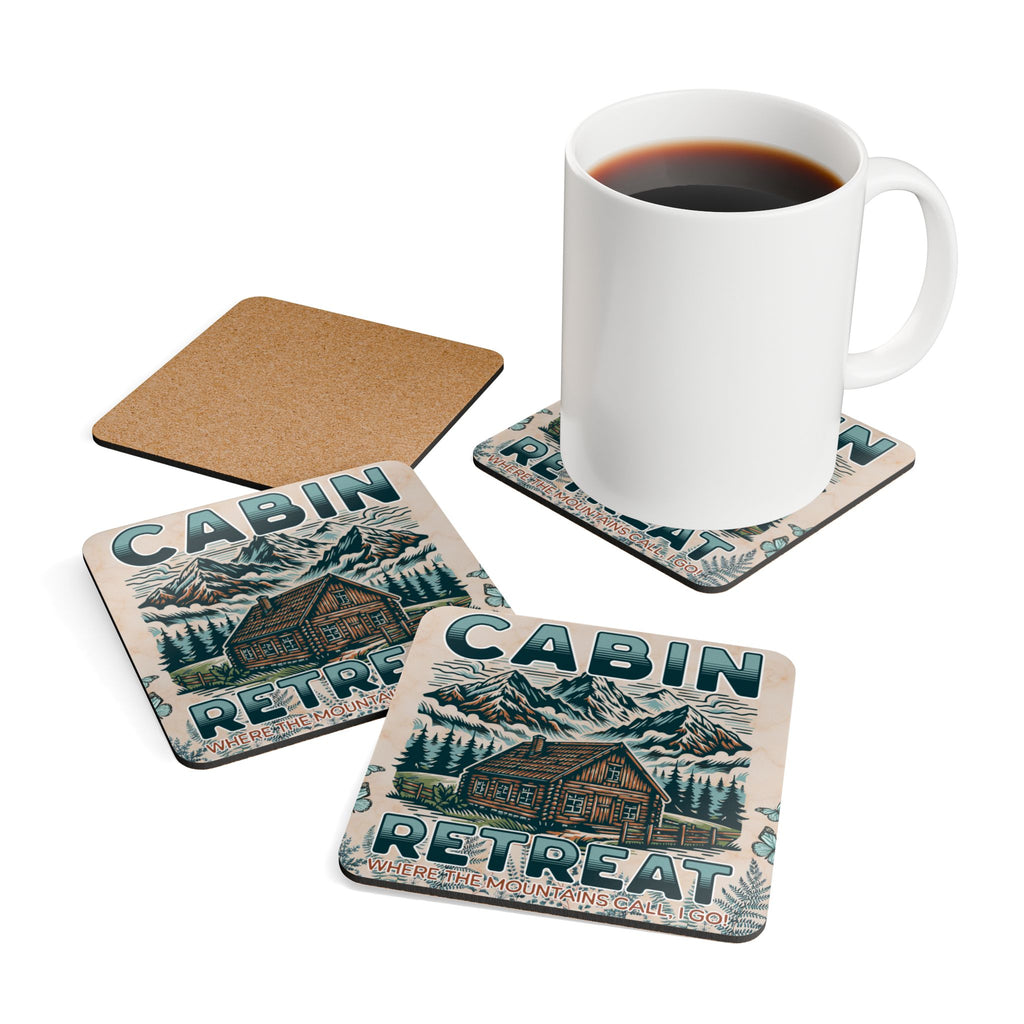 Cabin Retreat Cork Coaster Set (4-Pack)