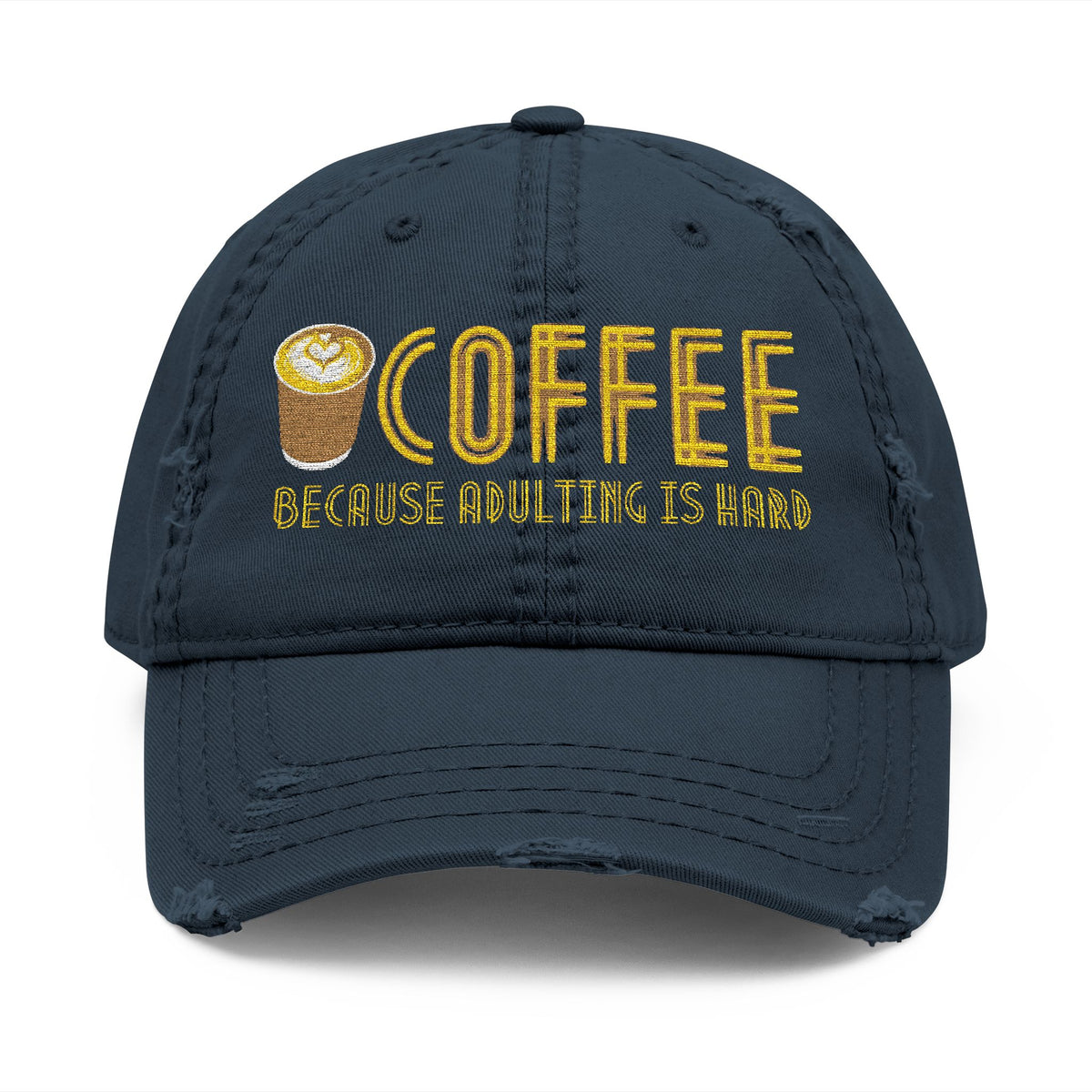 Coffee Distressed Embroidered Hat