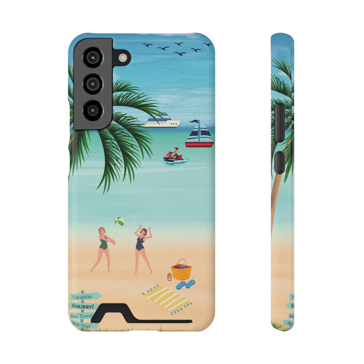 Beach Phone Case With Card Holder