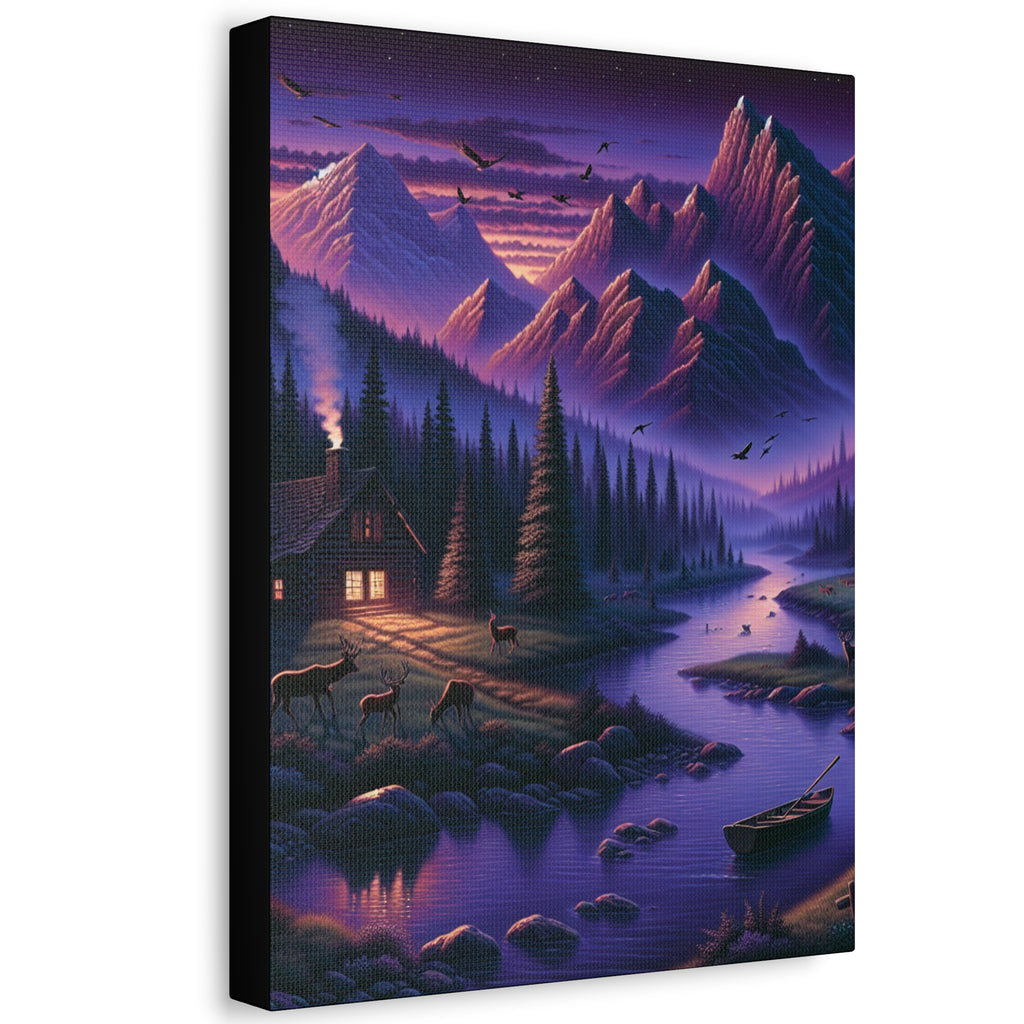 Mountain Lake Cabin Canvas