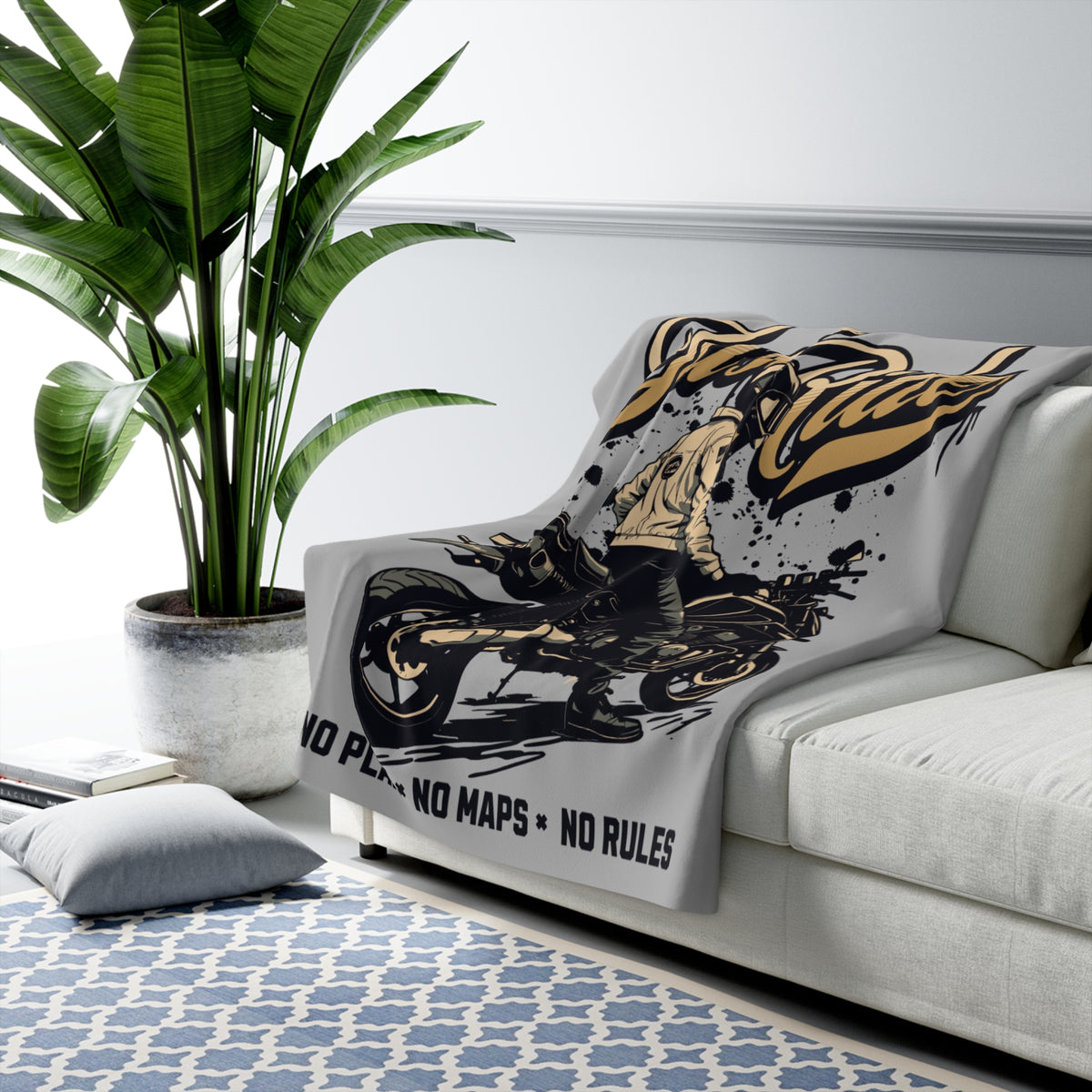Just Ride Motorcycle Sherpa Blanket