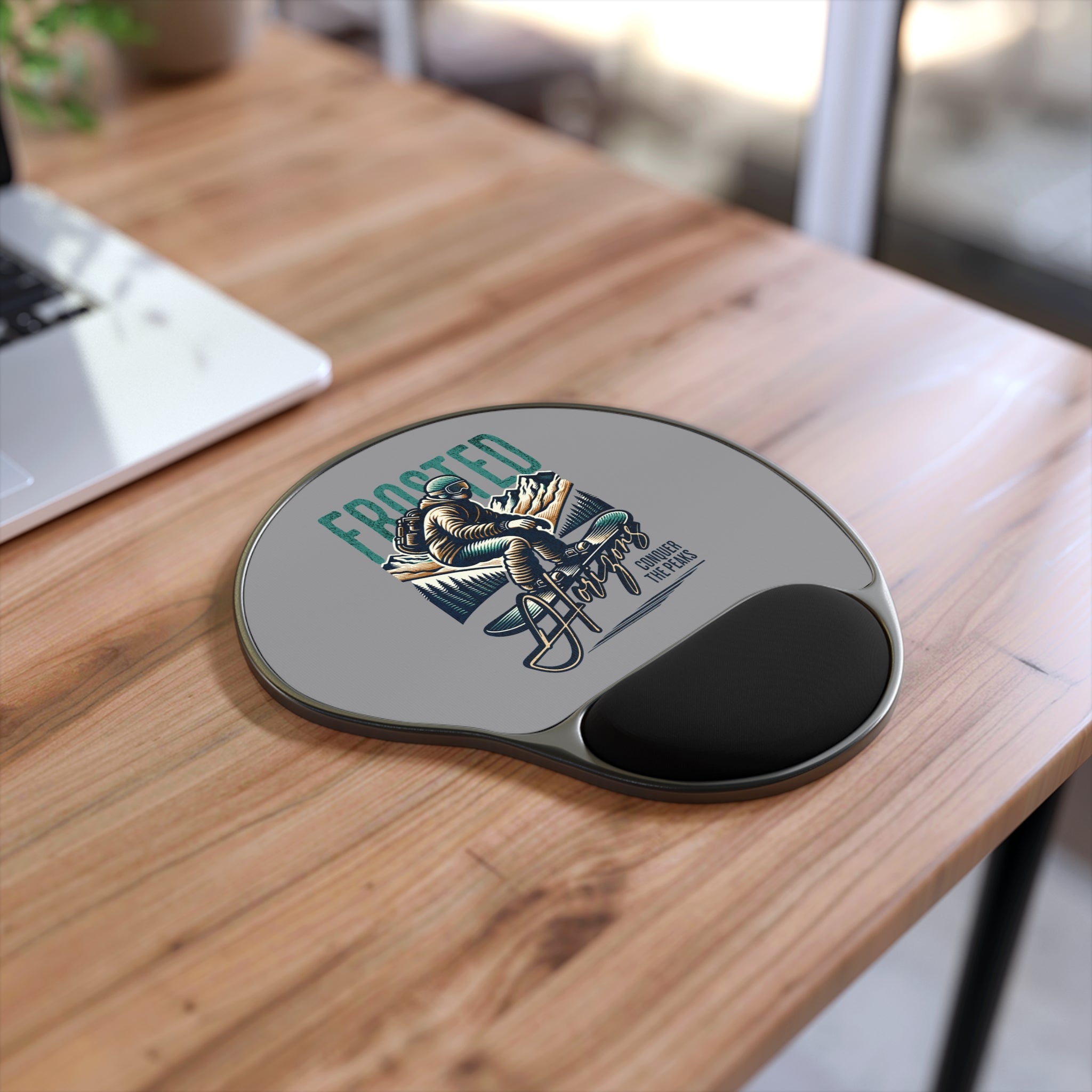 Frosted Horizons Snowboarder Mouse Pad with Wrist Rest