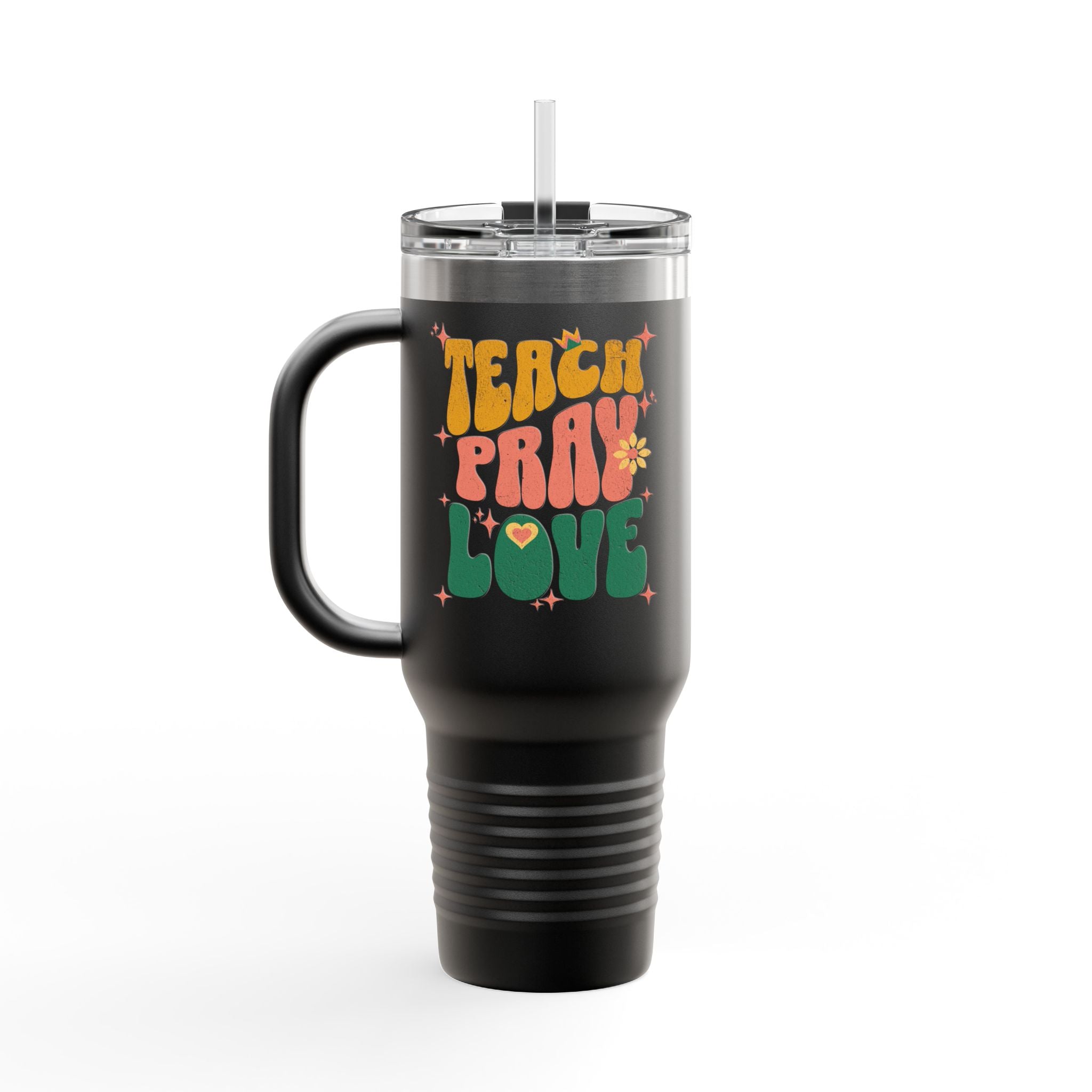 "Teach Pray Love" Retro Floral Tumbler (40oz.)