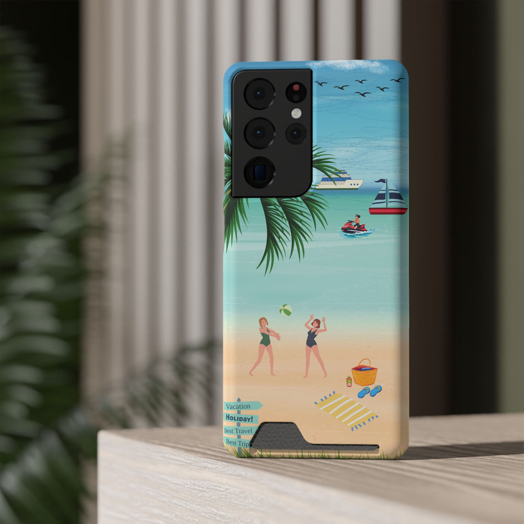 Beach Phone Case With Card Holder
