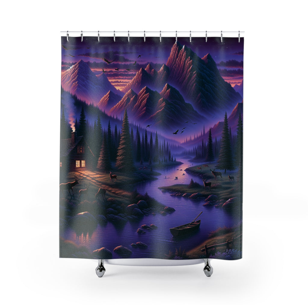 Mountain Lake Cabin Shower Curtain