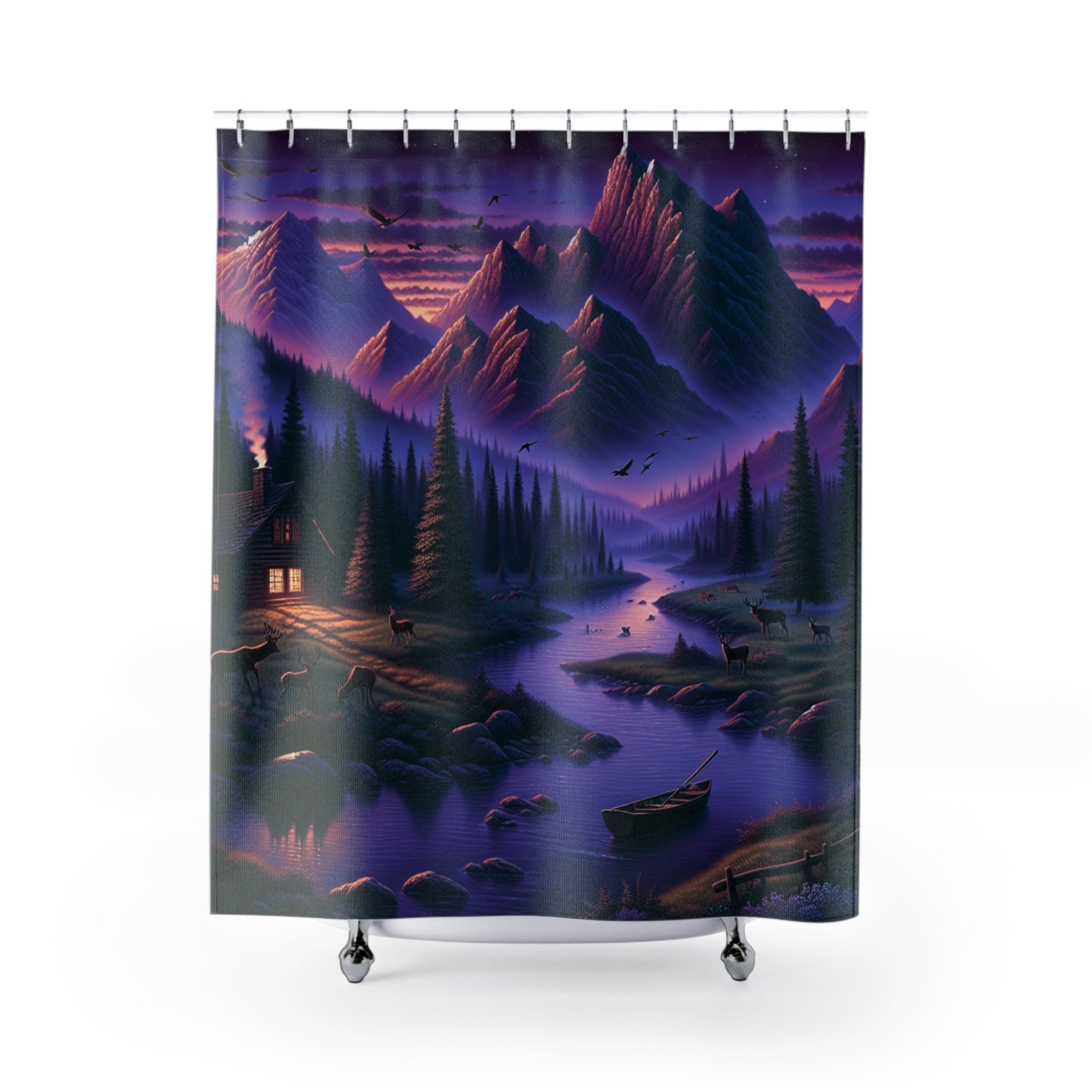 Mountain Lake Cabin Shower Curtain