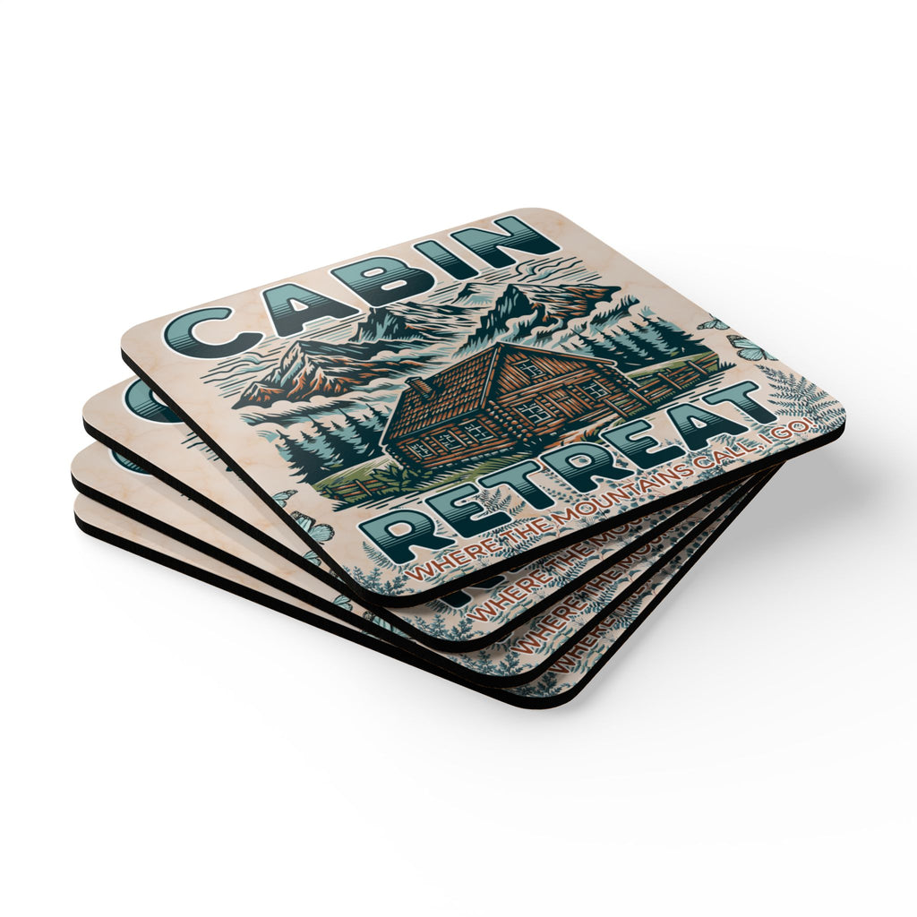 Cabin Retreat Cork Coaster Set (4-Pack)
