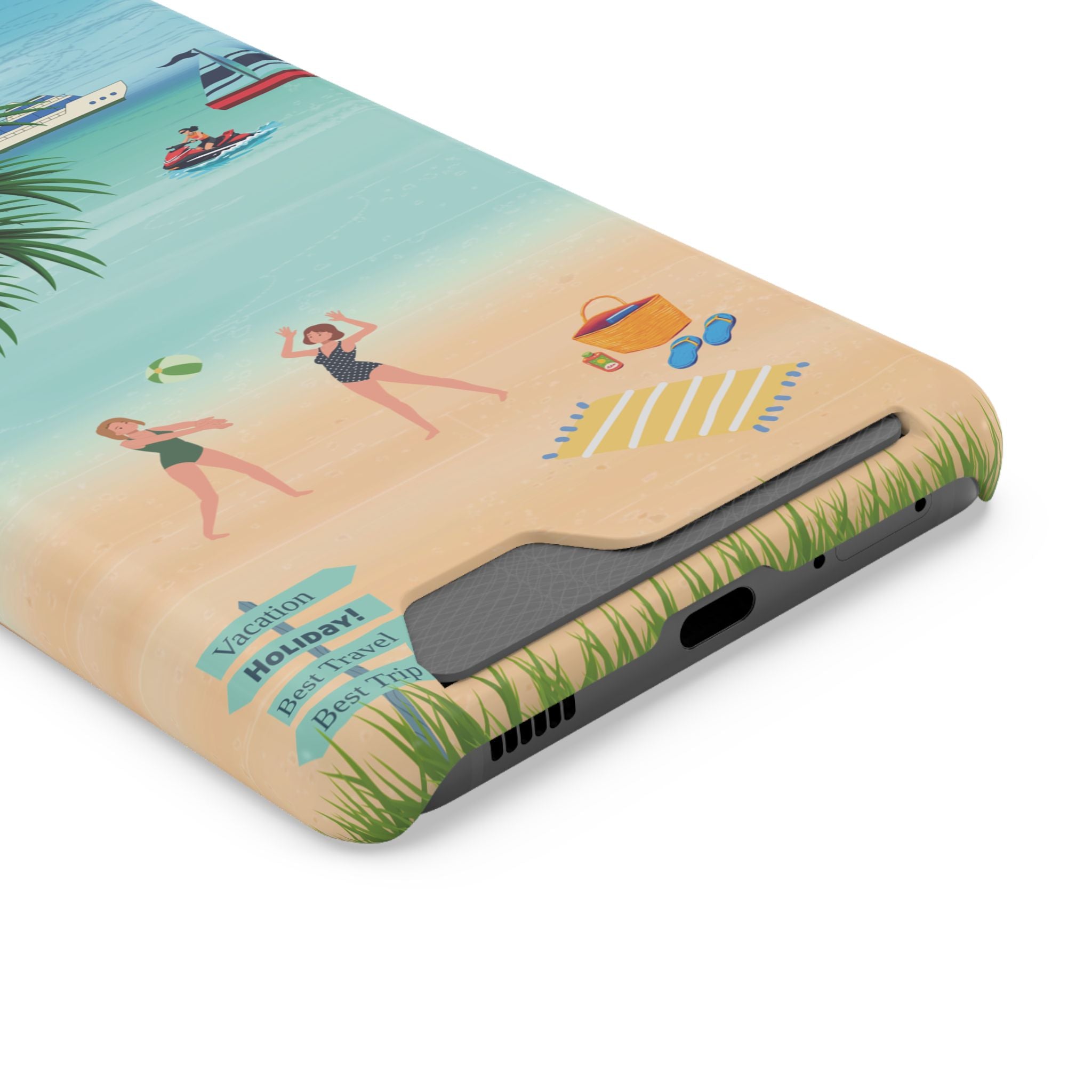 Beach Phone Case With Card Holder