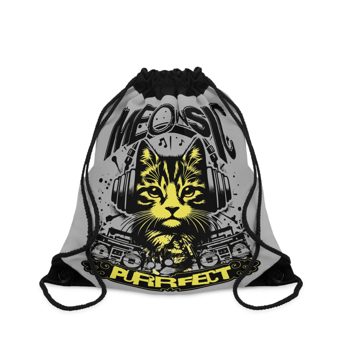 Meowsic Purrfect Cat Drawstring Bag