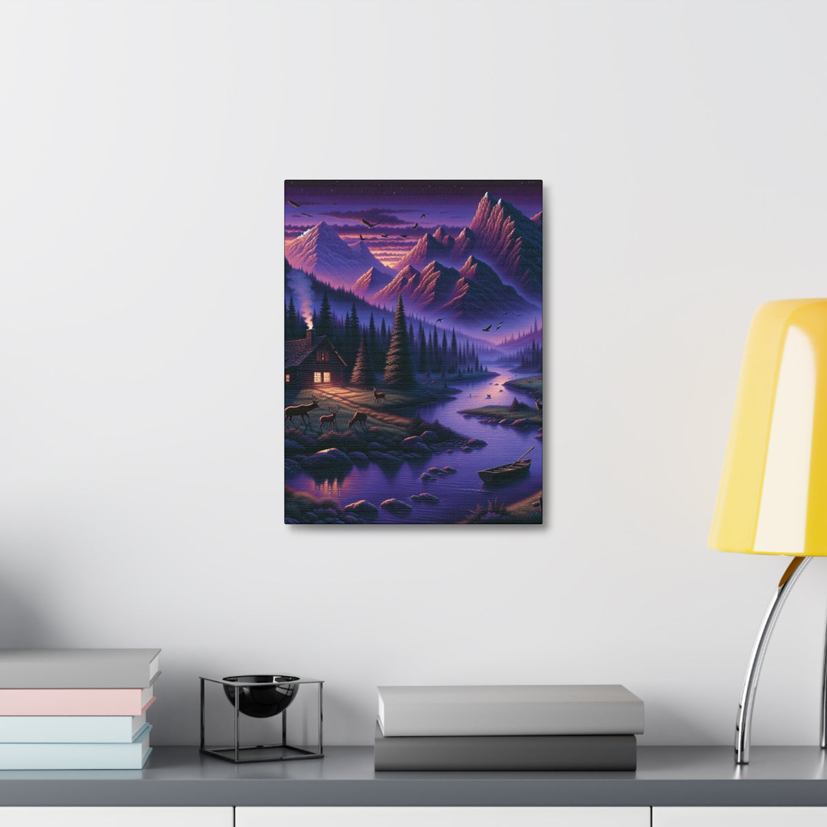 Mountain Lake Cabin Canvas