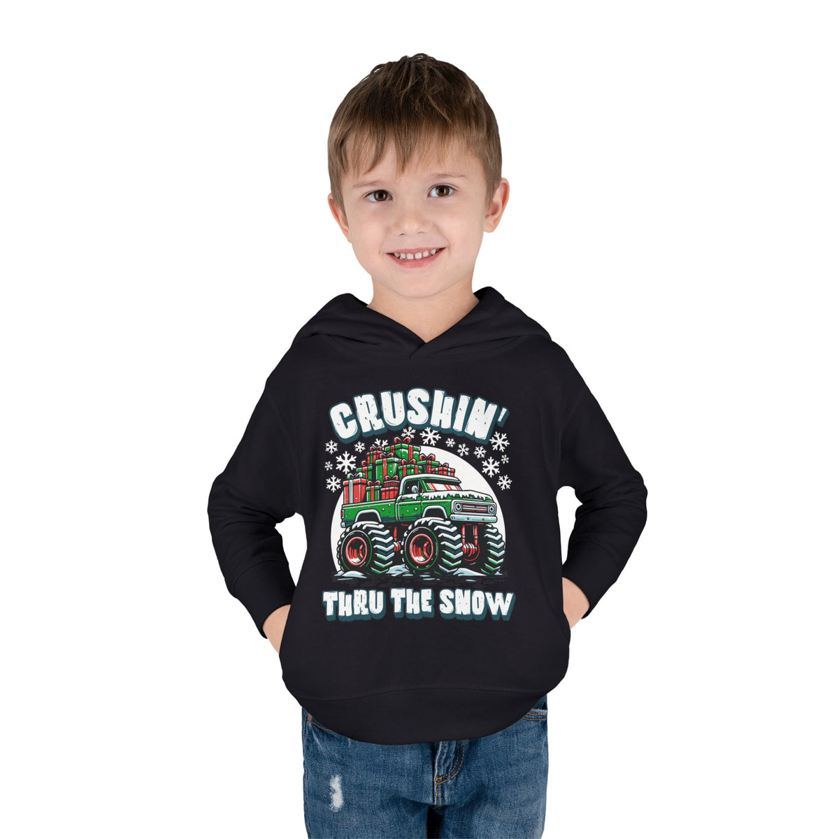 "Crushin' Thru the Snow" Christmas Monster Truck Hoodie