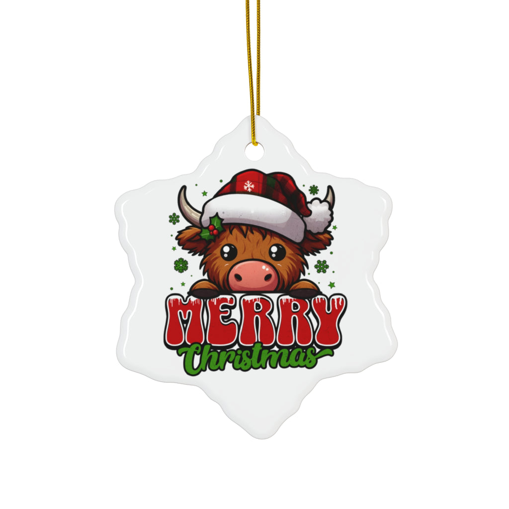 Christmas Cow Ceramic Ornament