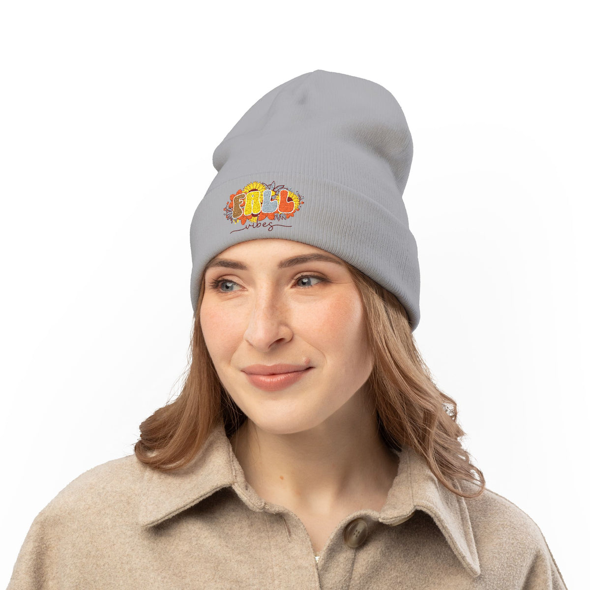 Fall Floral Embroidered Beanie