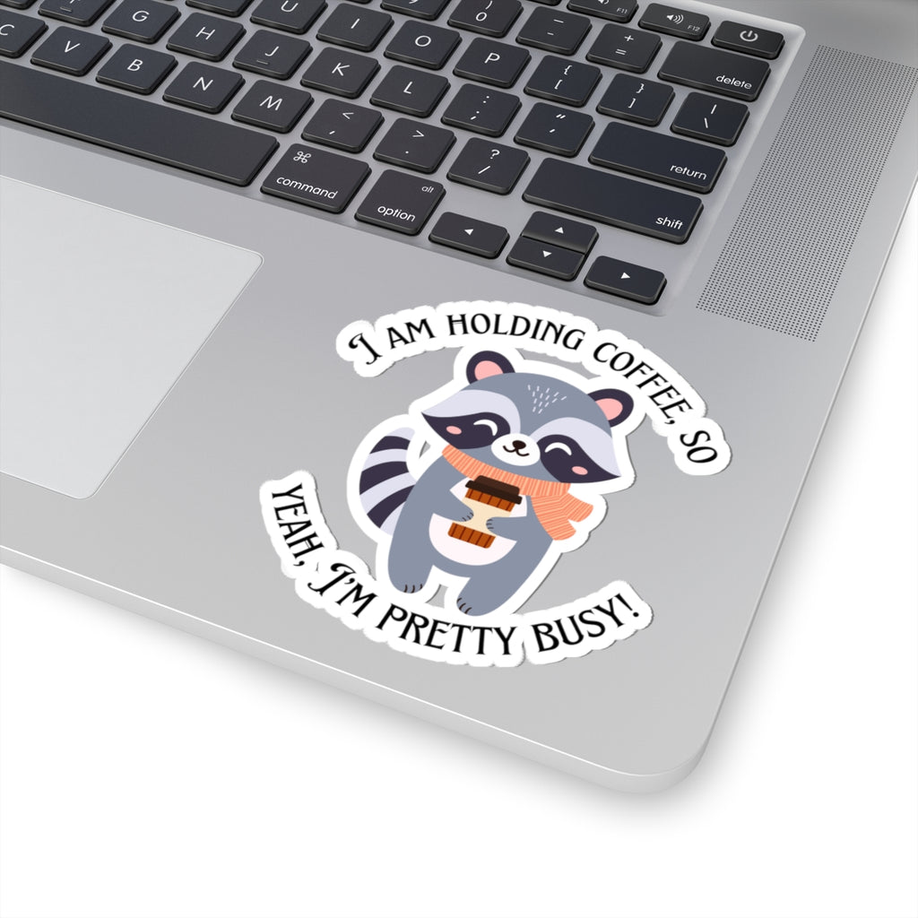 Raccoon Holding Coffee Sticker